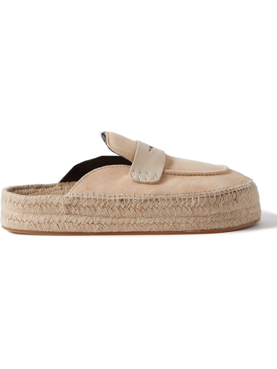 Leather-Trimmed Suede Espadrilles