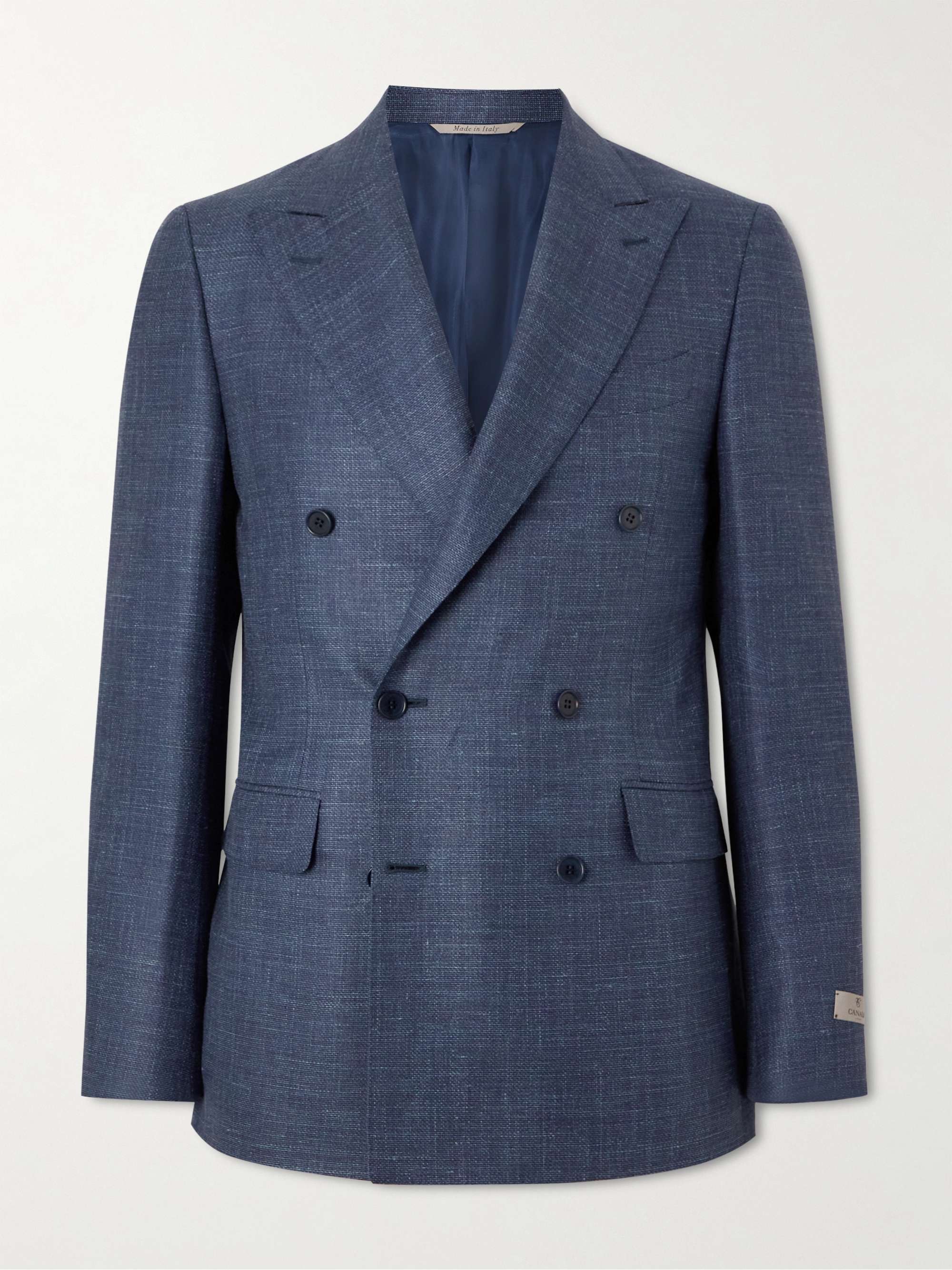 CANALI Double-Breasted Wool, Silk and Linen-Blend Blazer for Men | MR ...