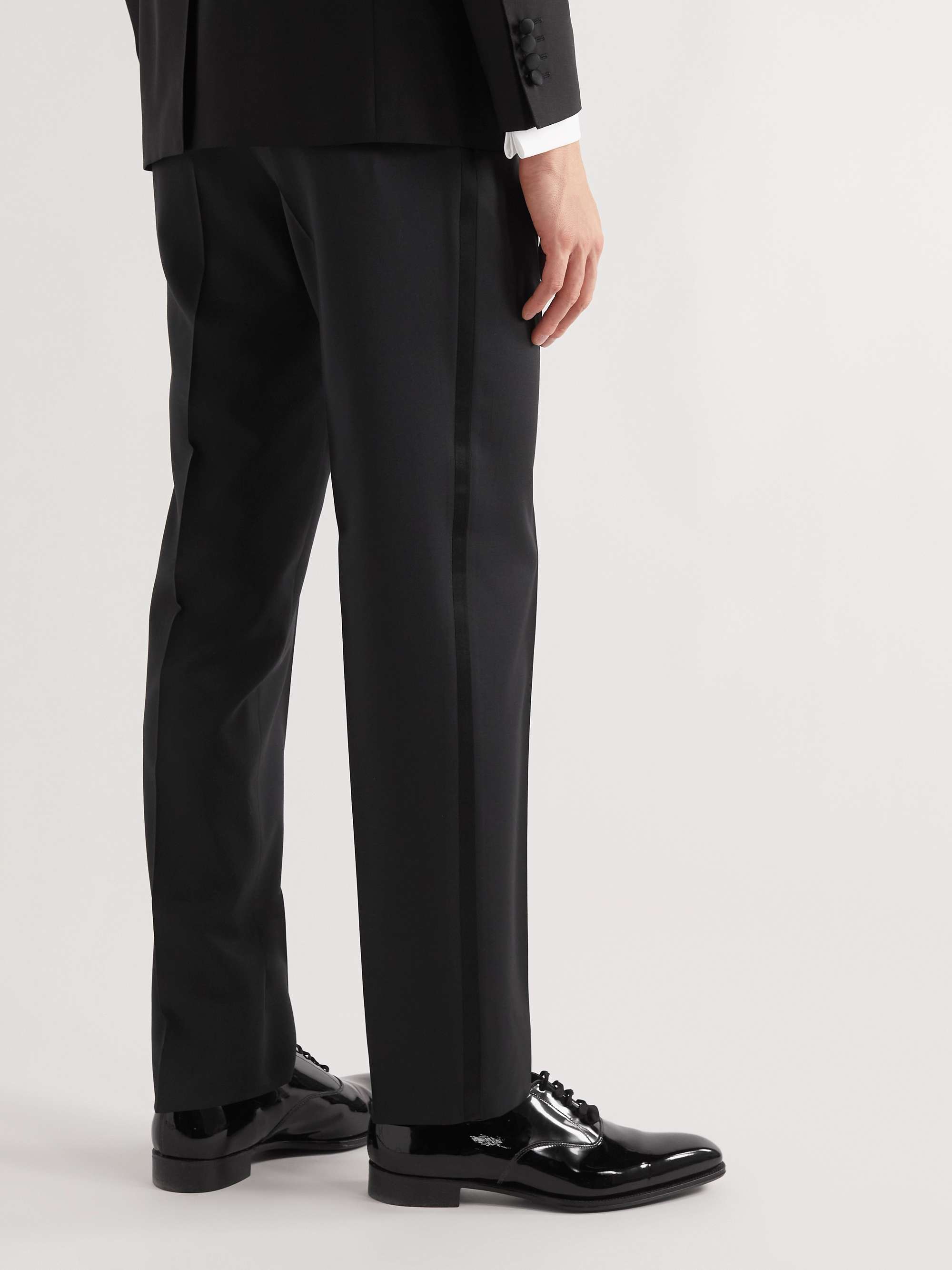CANALI Straight-Leg Striped Wool Tuxedo Trousers