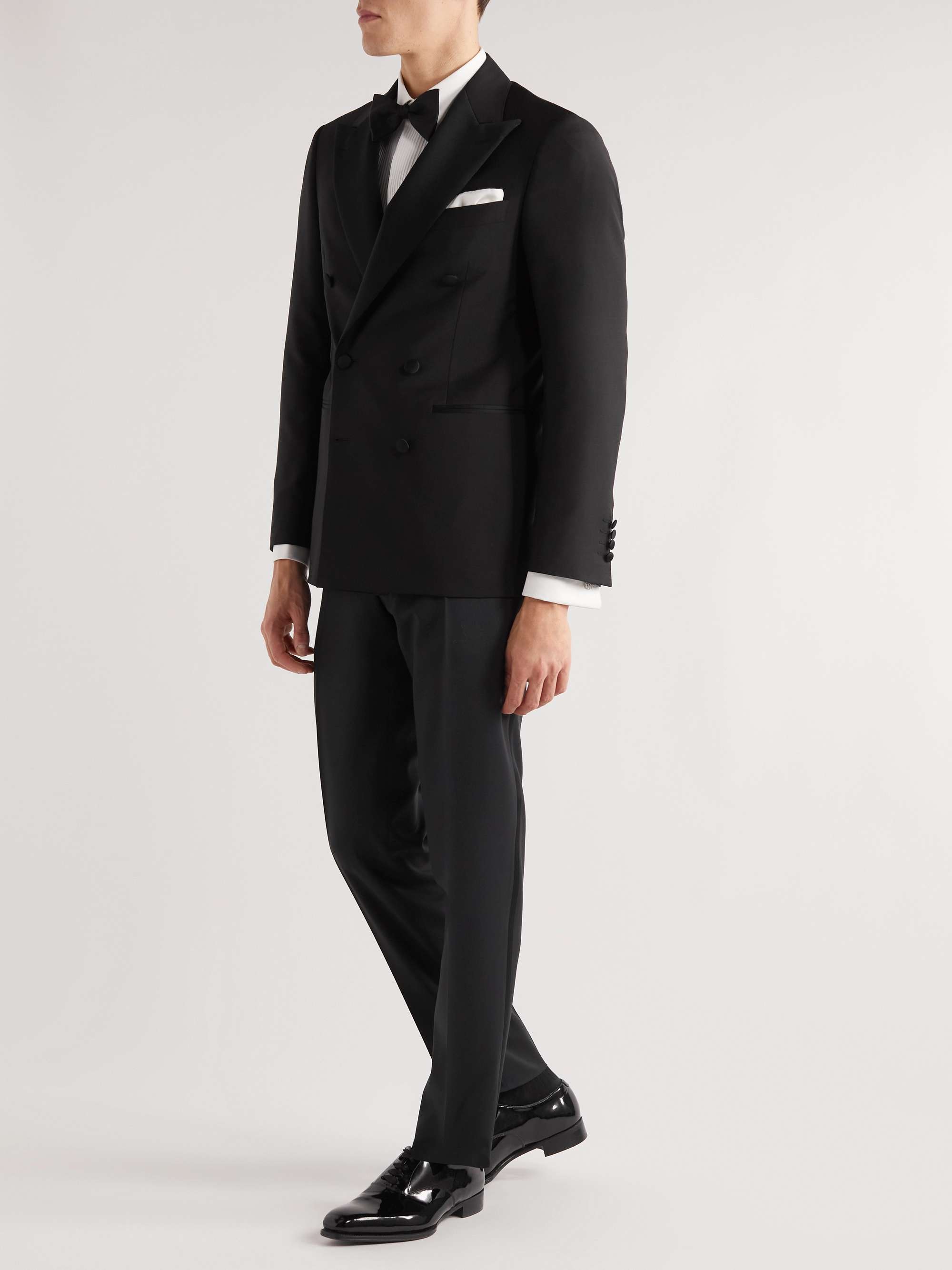 CANALI Straight-Leg Striped Wool Tuxedo Trousers