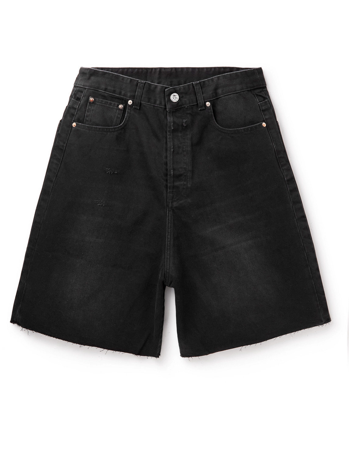 VETEMENTS WIDE-LEG DISTRESSED SHORTS
