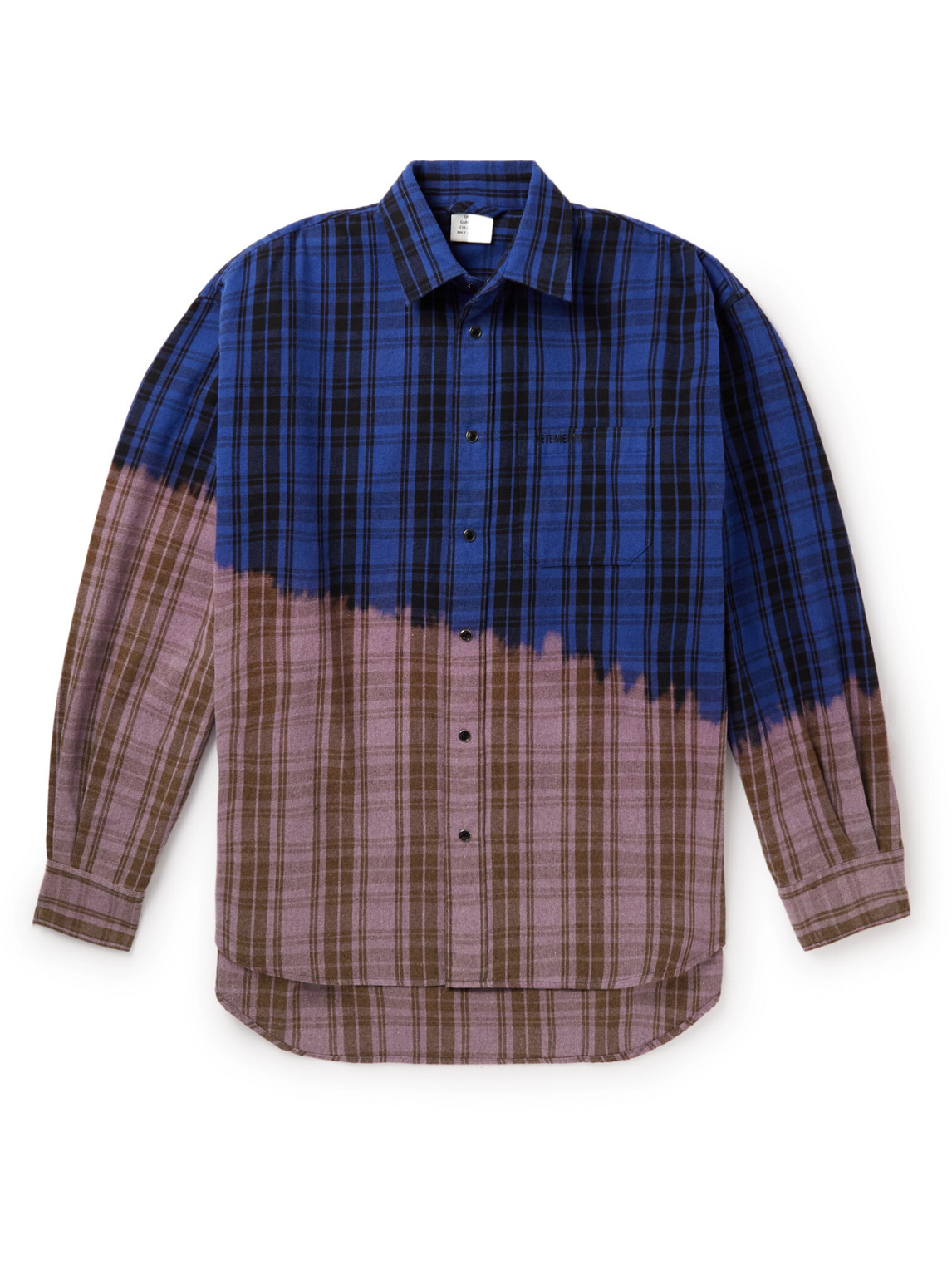 VETEMENTS BLEACHED CHECKED COTTON-BLEND FLANNEL SHIRT
