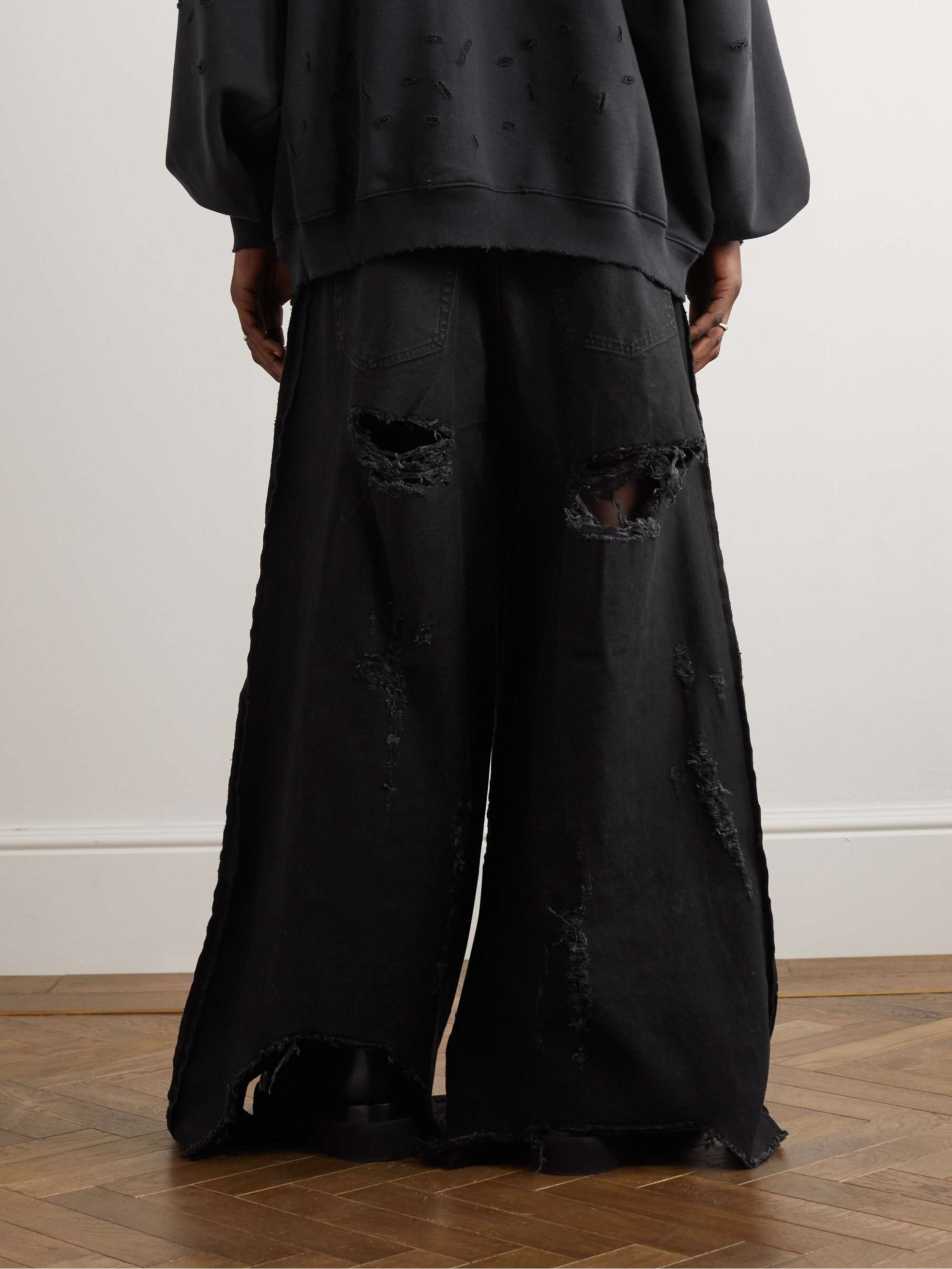 VETEMENTS Inside-Out Wide-Leg Distressed Jeans