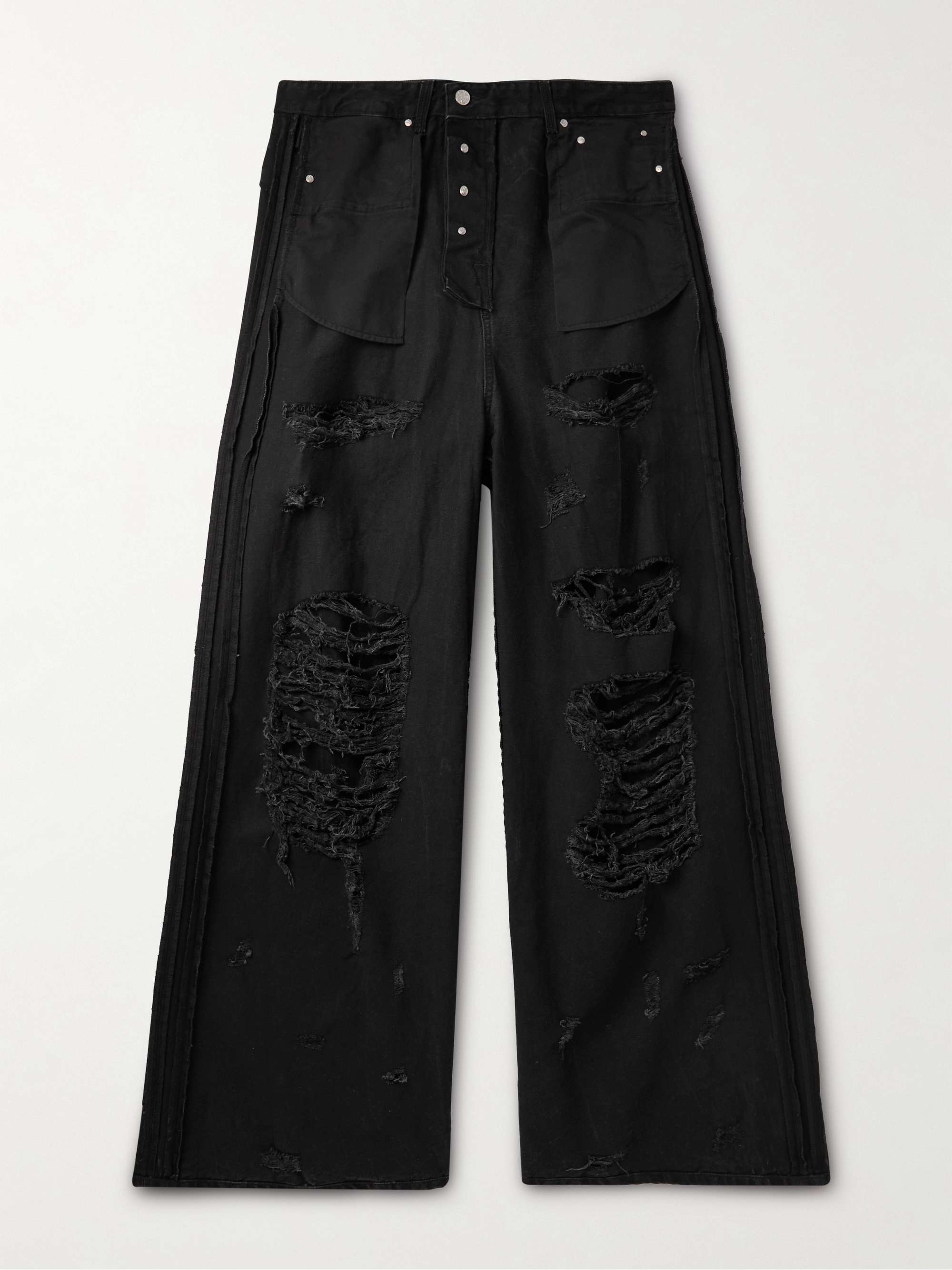 VETEMENTS Inside-Out Wide-Leg Distressed Jeans