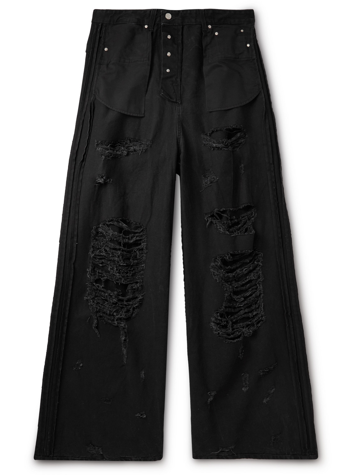 VETEMENTS INSIDE-OUT WIDE-LEG DISTRESSED JEANS