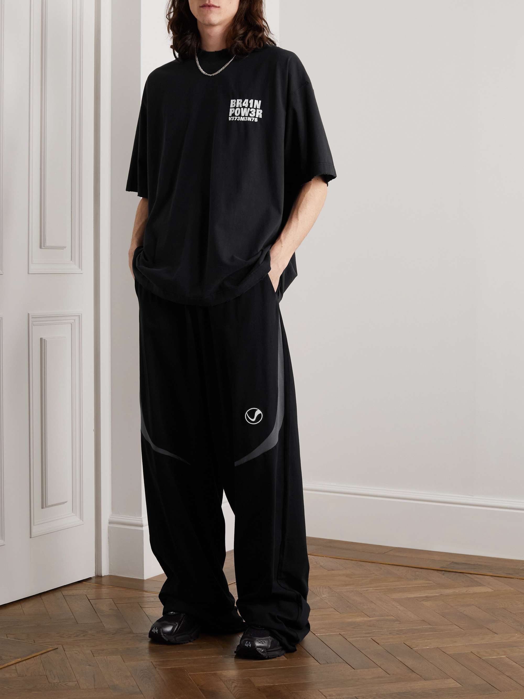 VETEMENTS Wide-Leg Cotton-Jersey Sweatpants
