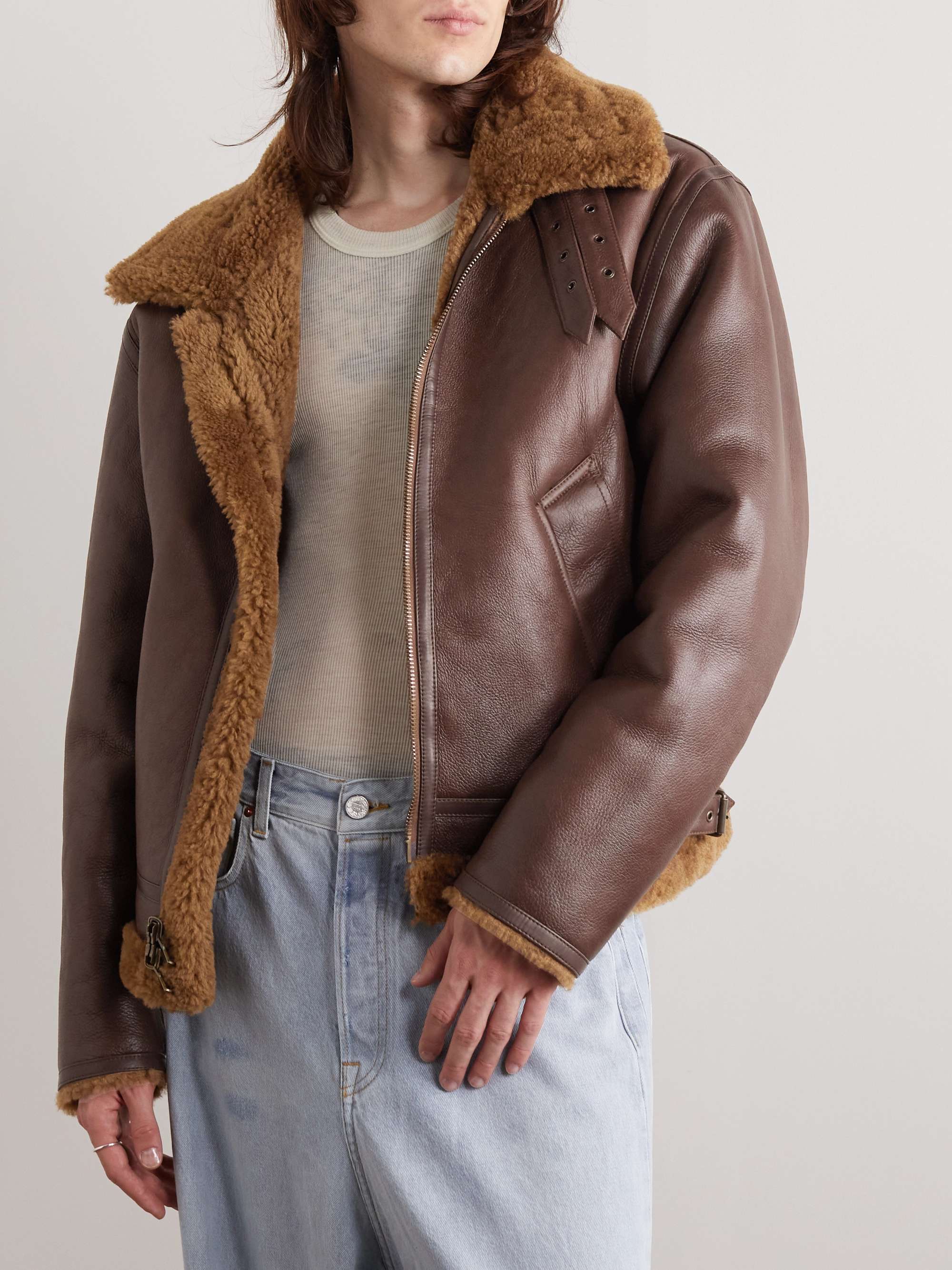 VETEMENTS Reversible Suede-Lined Shearling Jacket