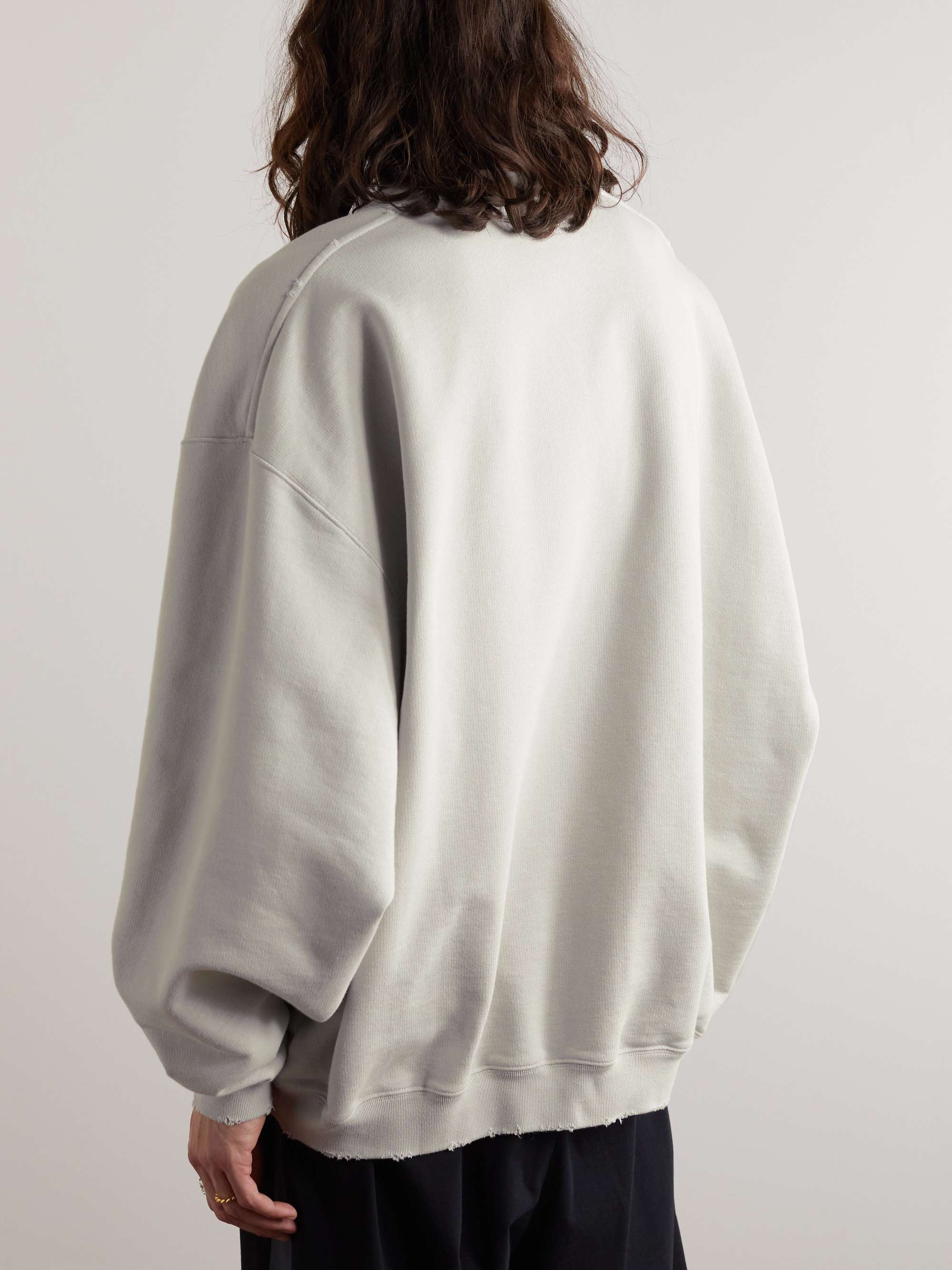 VETEMENTS Oversized Embroidered Distressed Cotton-Blend Jersey Sweatshirt