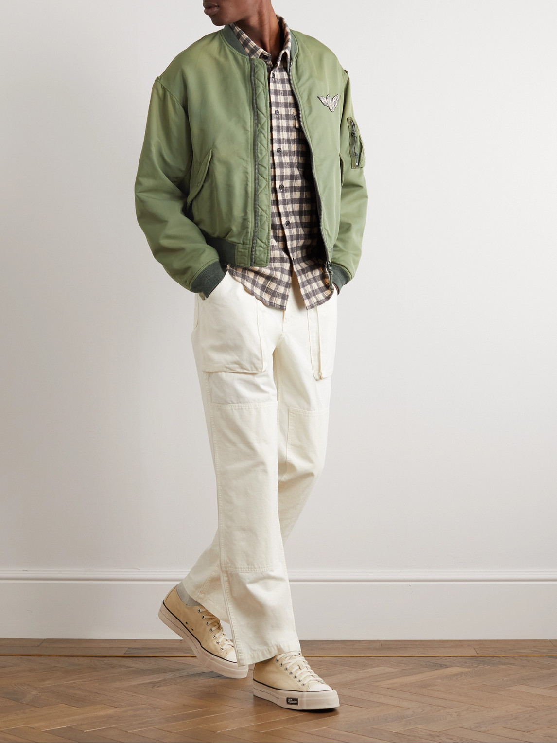 Thorson Marque Logo-appliquéd Shell Bomber Jacket In Olive