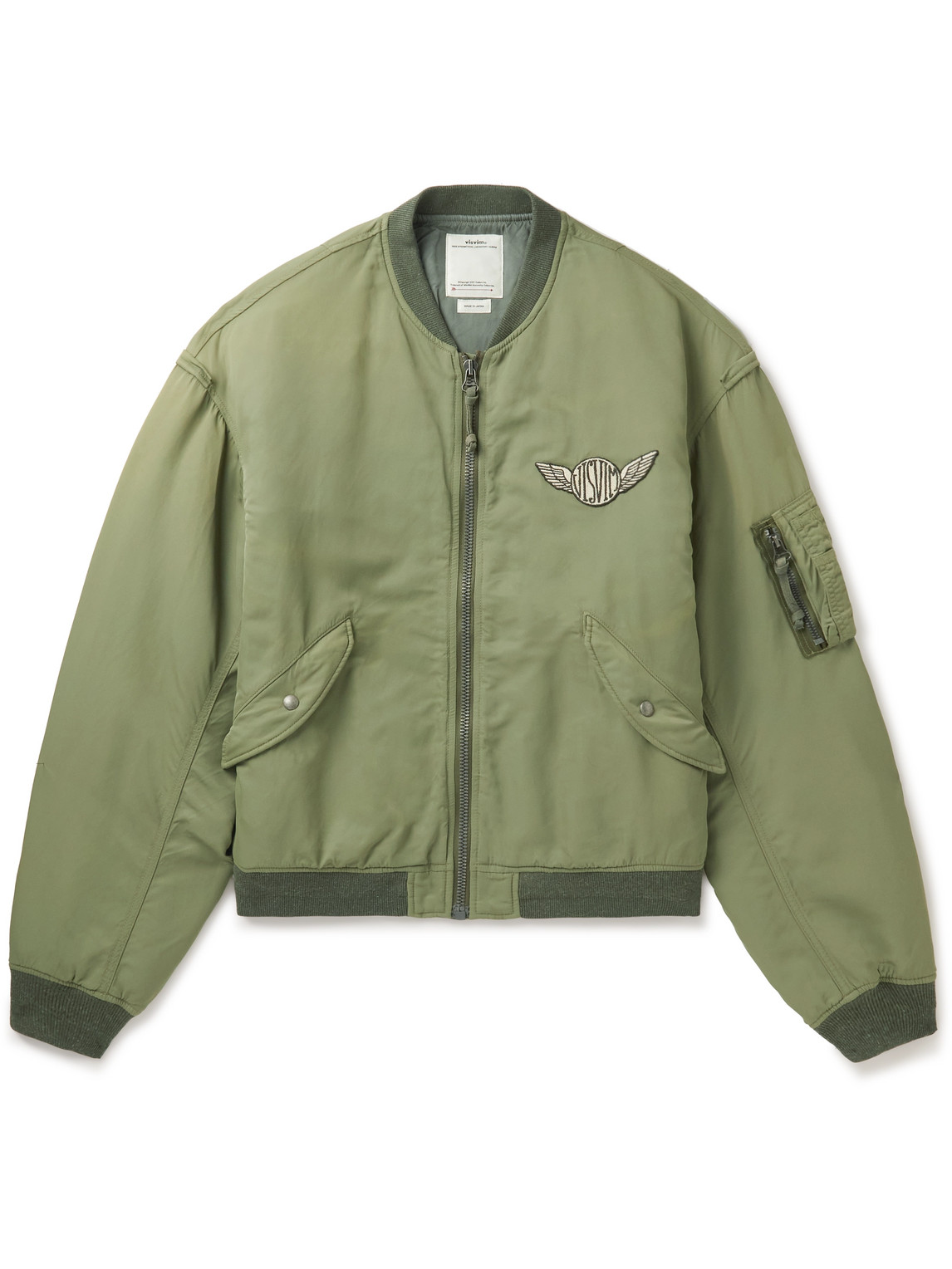 Visvim Thorson Marque Logo-appliquéd Shell Bomber Jacket In Olive