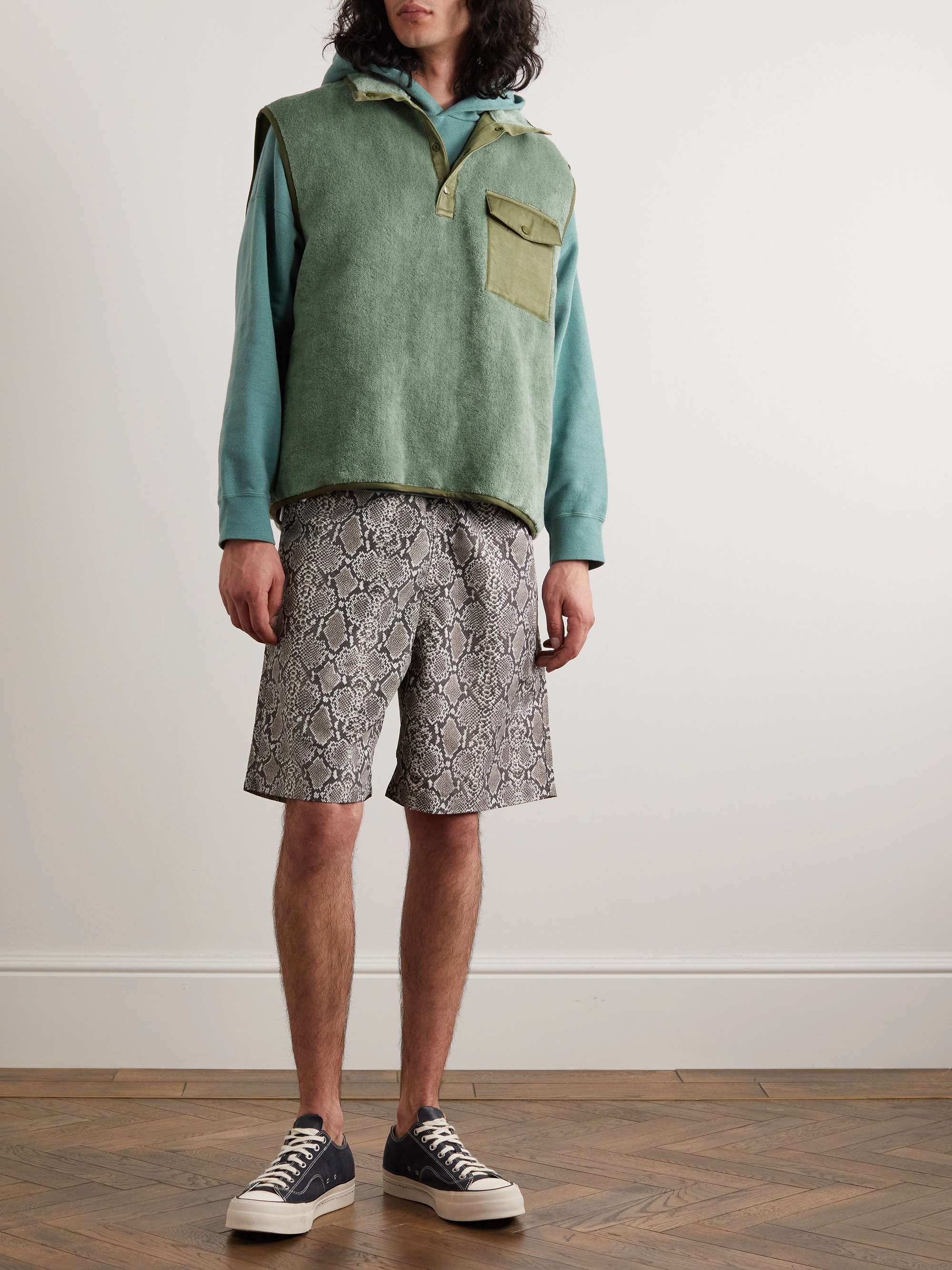 VISVIM Barlow Shell-Trimmed Wool-Fleece Half-Placket Gilet