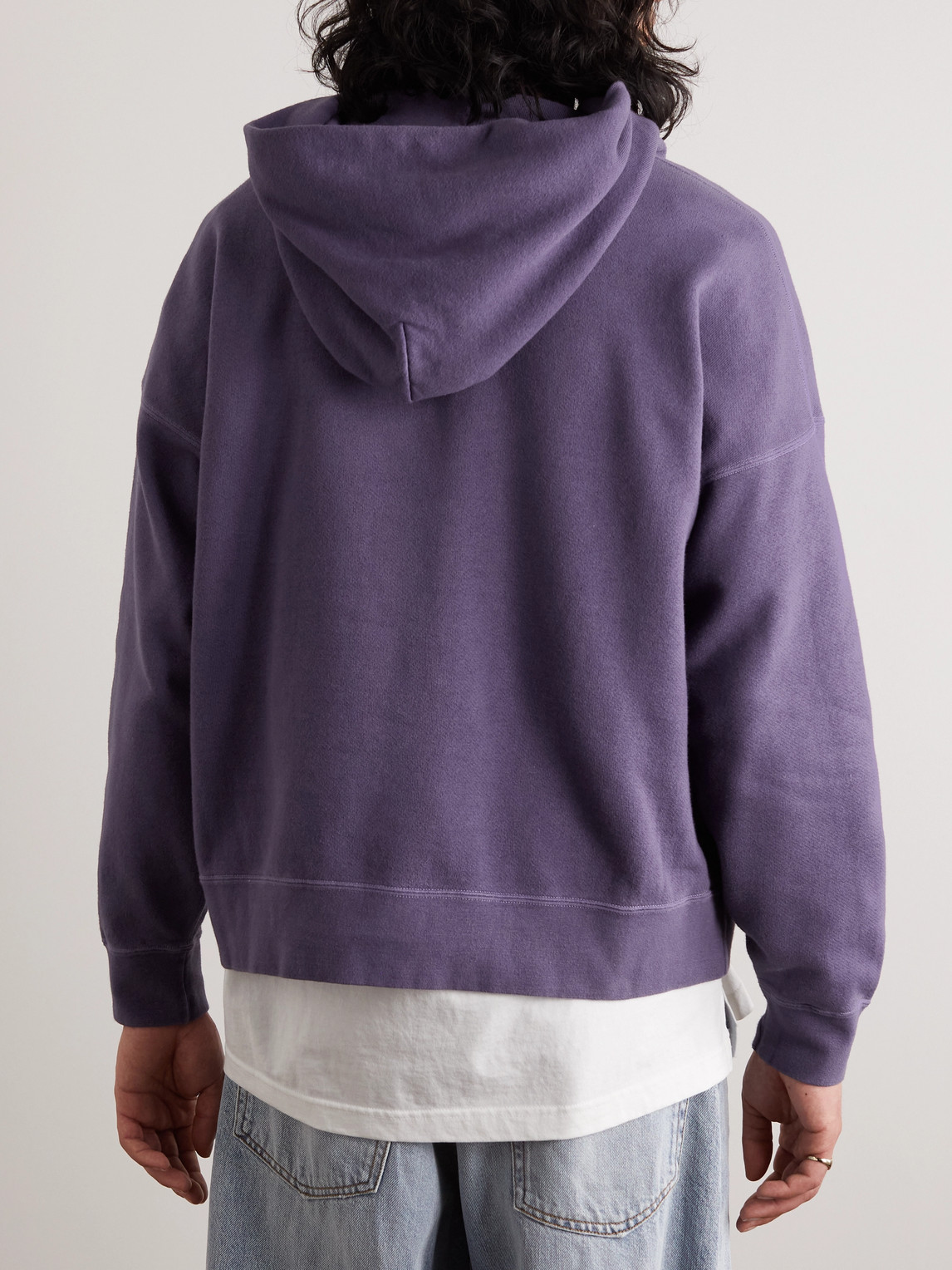Shop Visvim Jumbo Cotton-jersey Hoodie In Purple