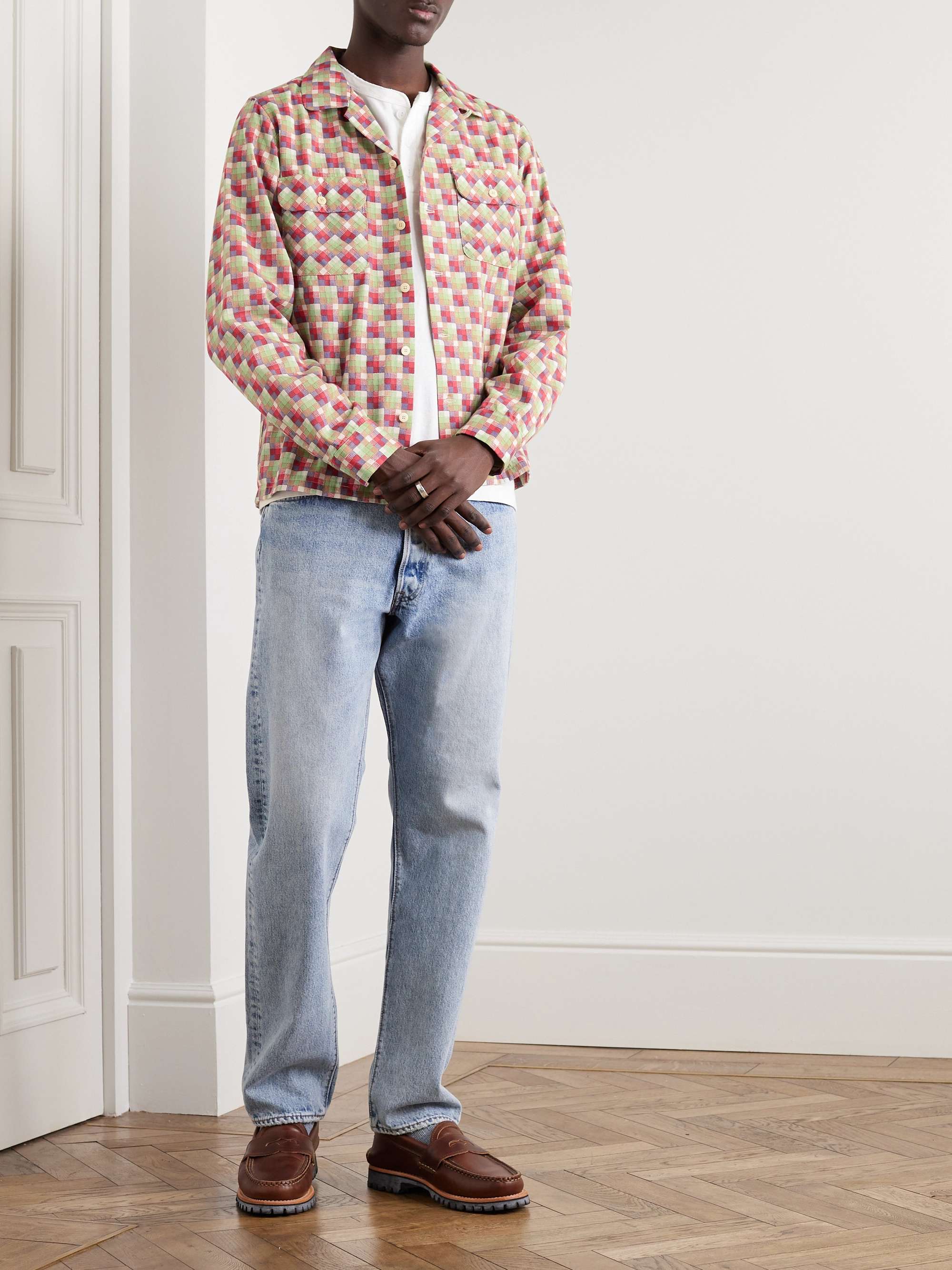 VISVIM Boomer Convertible-Collar Checked Cotton-Flannel Shirt