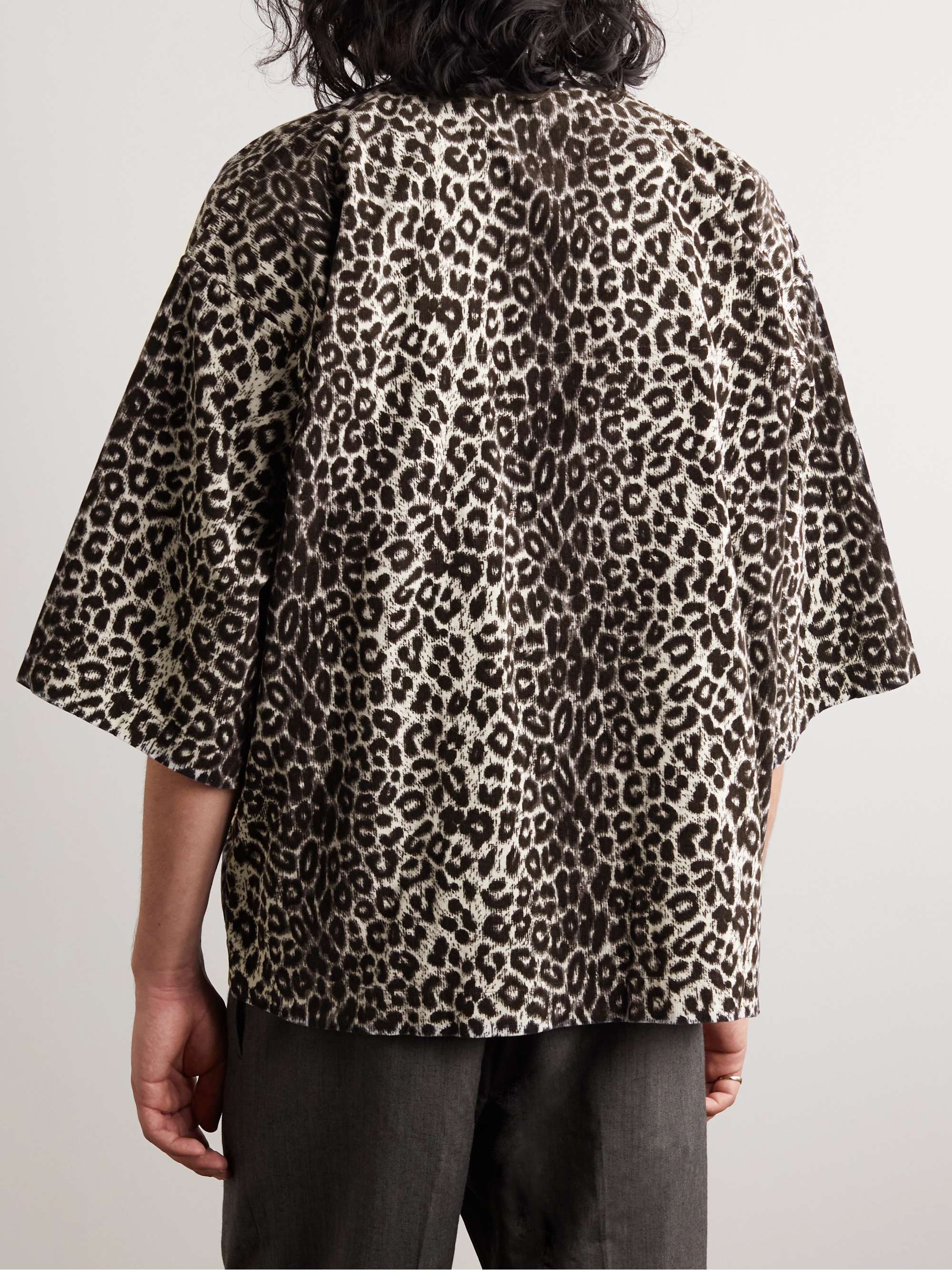 VISVIM Happy Leopard-Print Cotton-Blend Corduroy Kimono Jacket