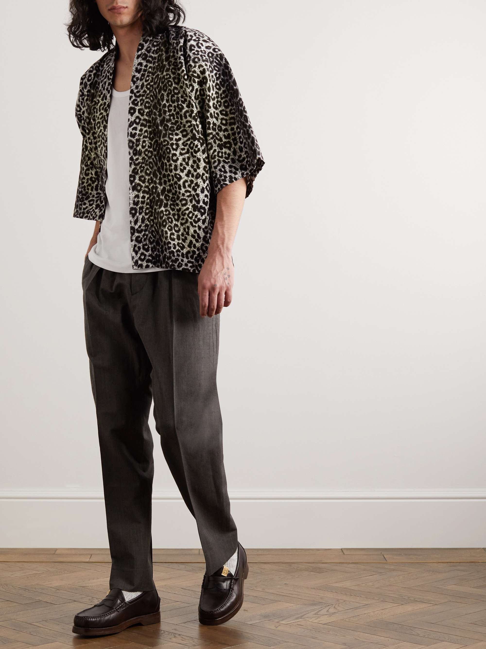VISVIM Happy Leopard-Print Cotton-Blend Corduroy Kimono Jacket