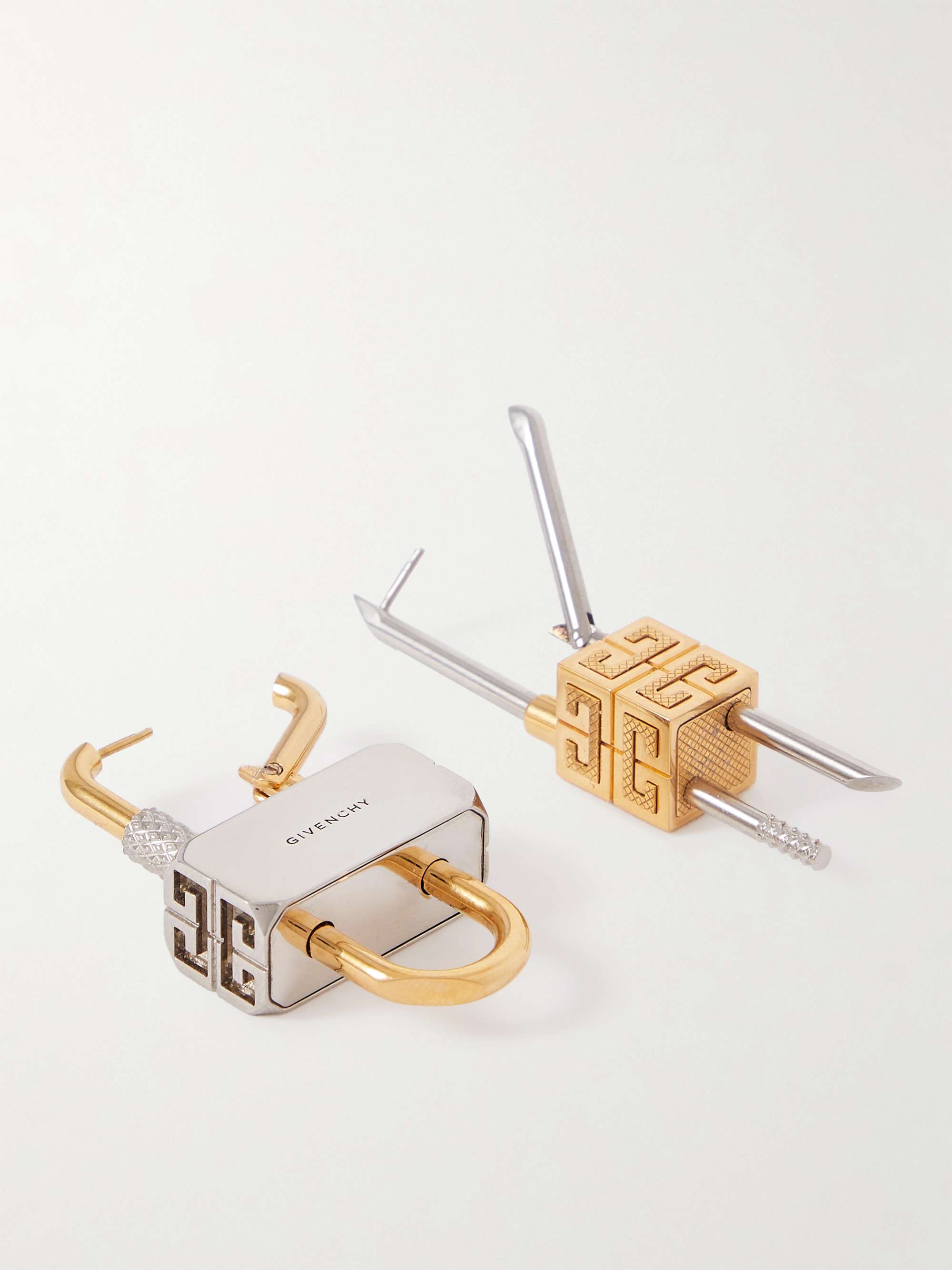 GIVENCHY Lock Silver and Gold-Tone Earrings