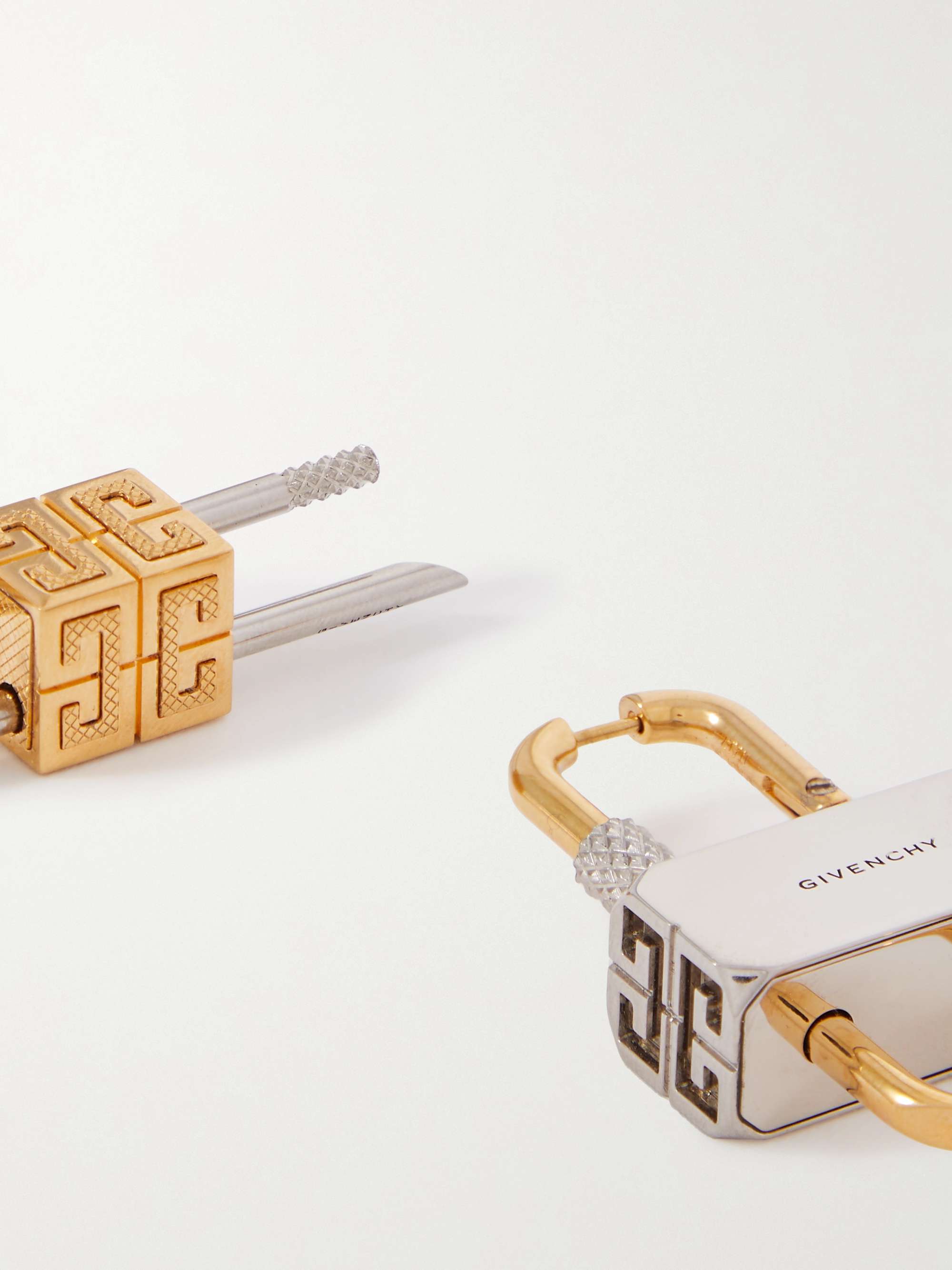 GIVENCHY Lock Silver and Gold-Tone Earrings