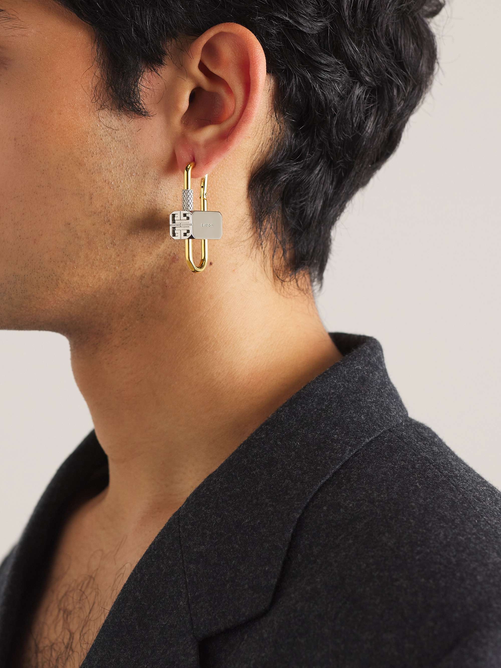 GIVENCHY Lock Silver and Gold-Tone Earrings