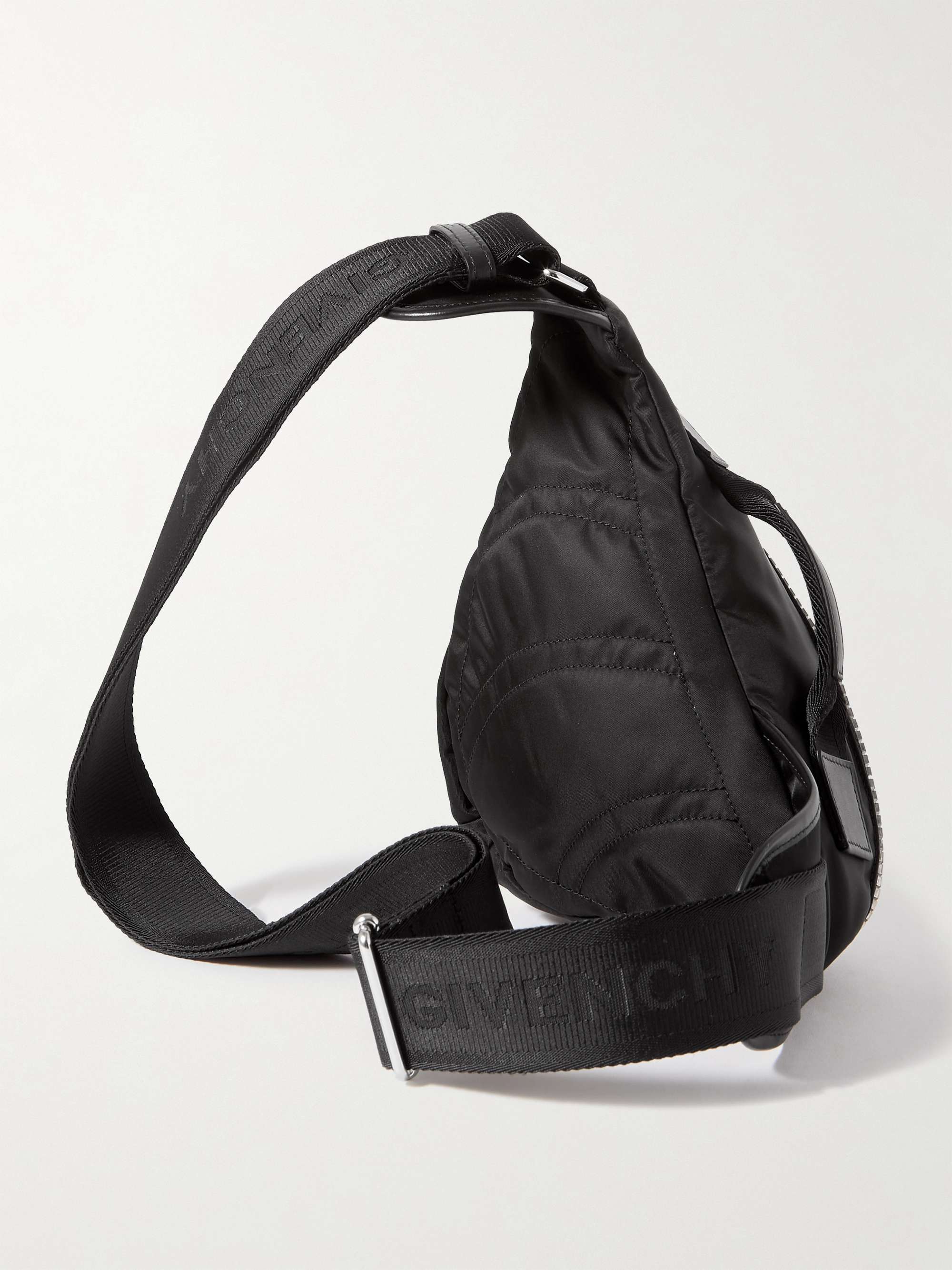 GIVENCHY G-Zip Triangle Leather-Trimmed Shell Belt Bag