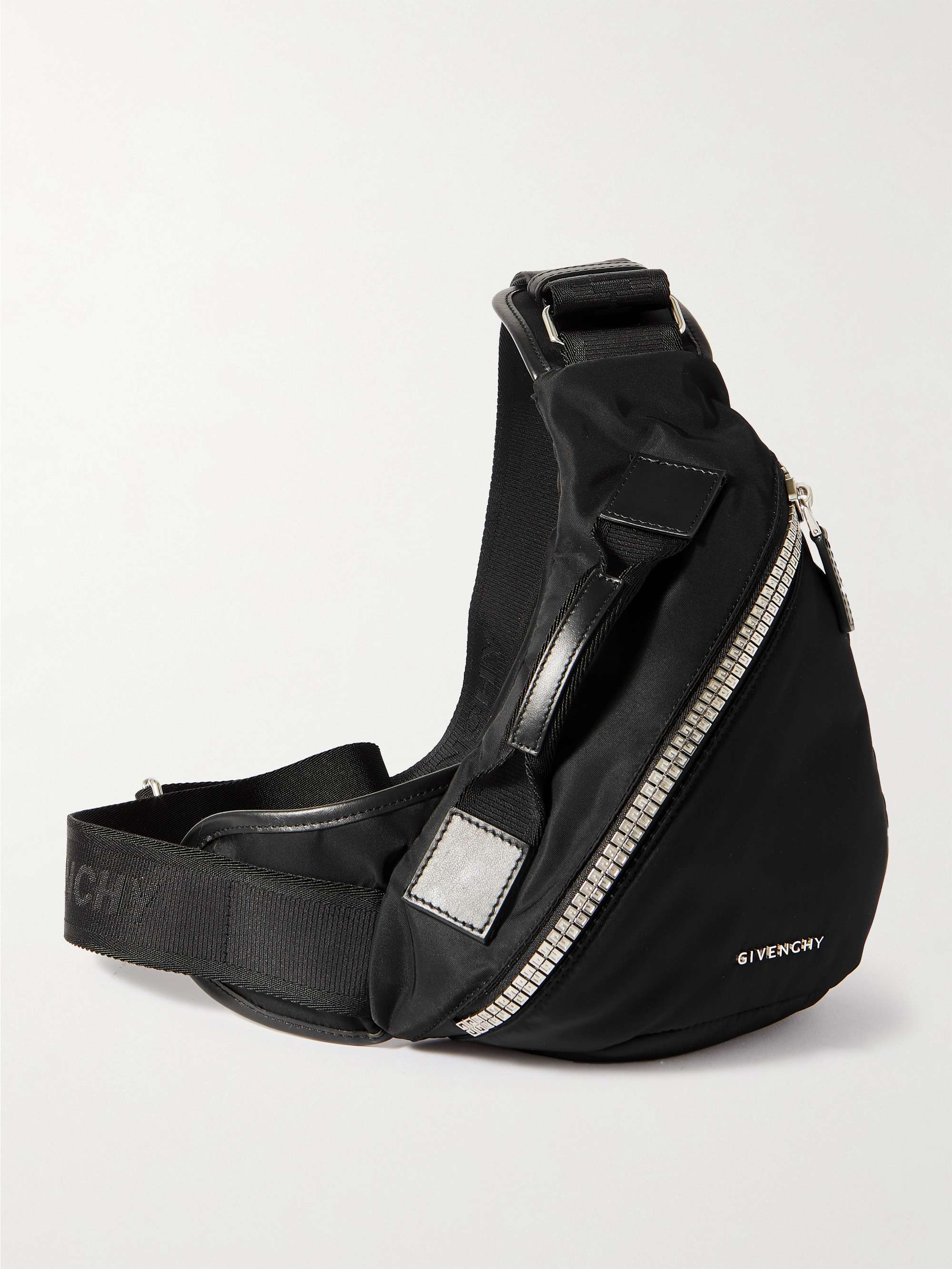 GIVENCHY G-Zip Triangle Leather-Trimmed Shell Belt Bag