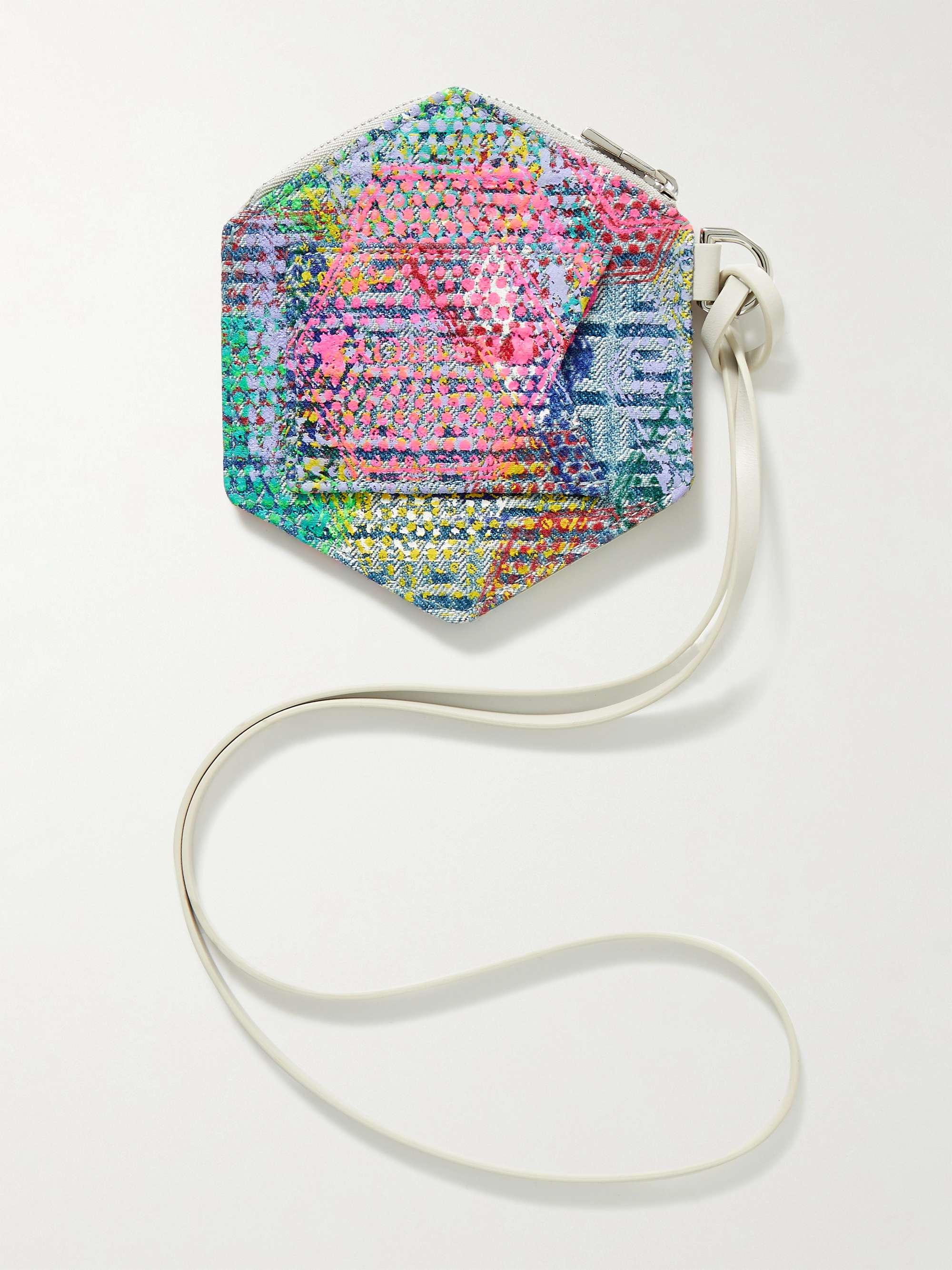 GIVENCHY + (b).STROY Printed Logo-Jacquard Denim Wallet with Leather Lanyard