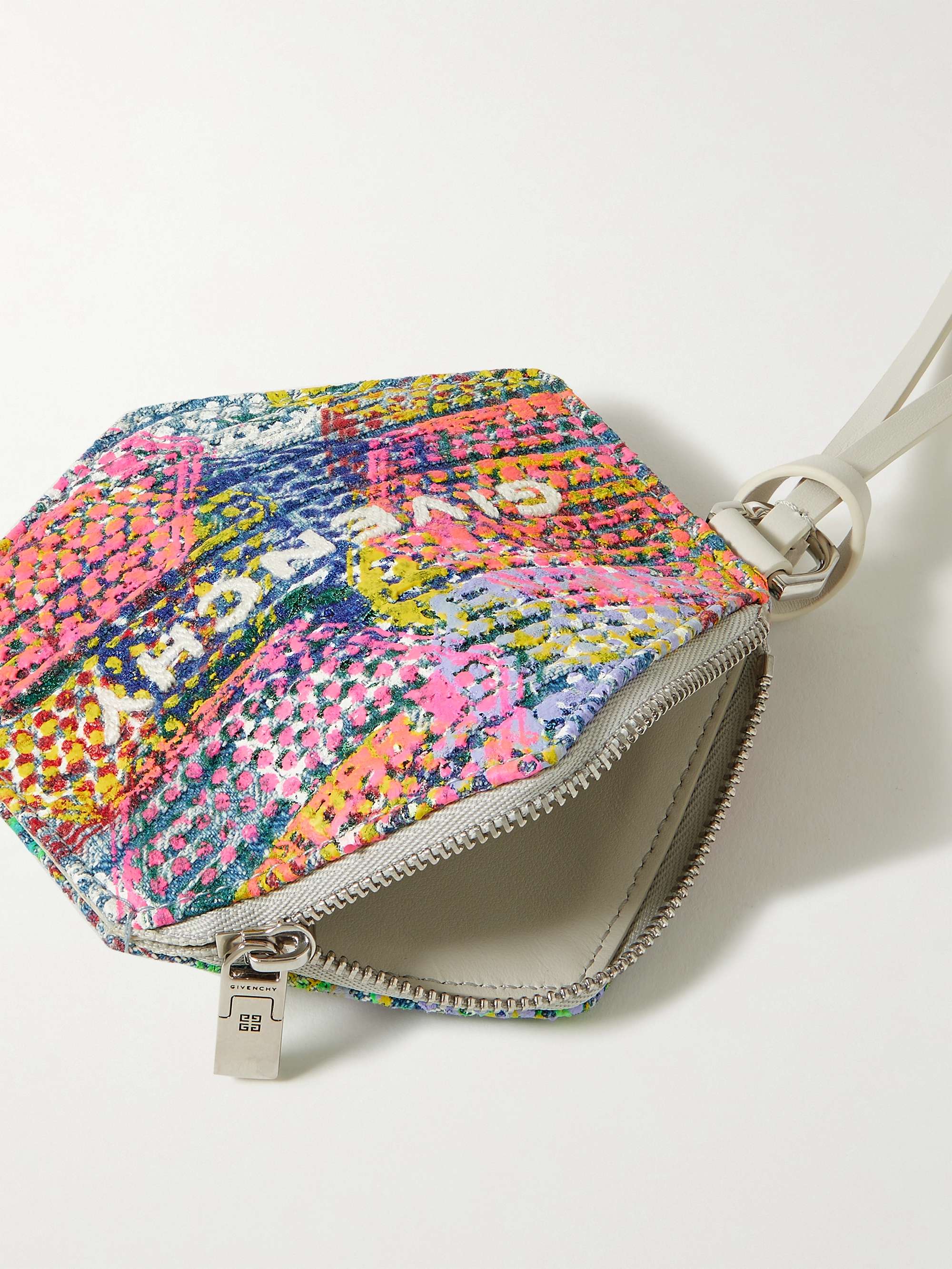 GIVENCHY + (b).STROY Printed Logo-Jacquard Denim Wallet with Leather Lanyard