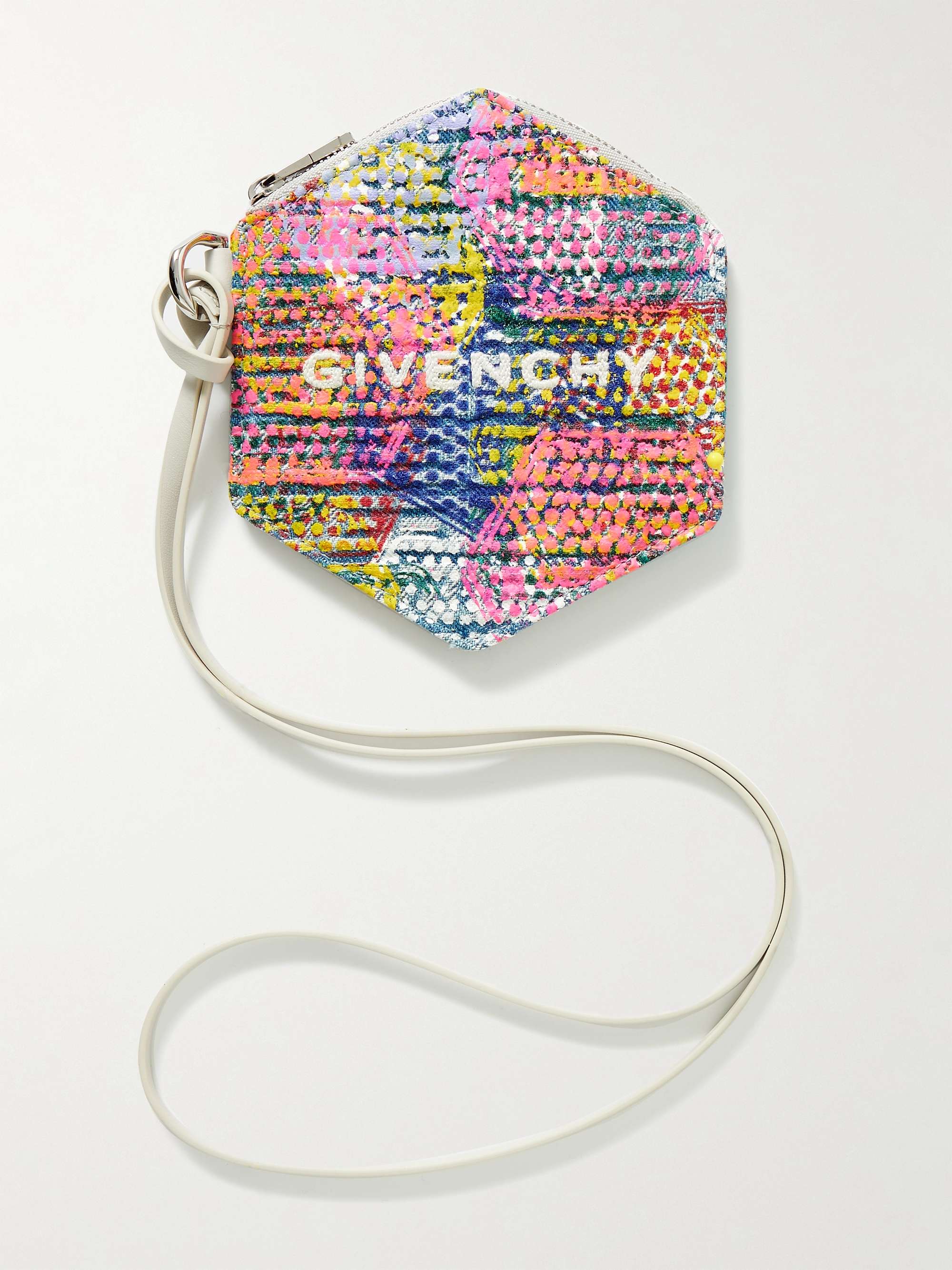 GIVENCHY + (b).STROY Printed Logo-Jacquard Denim Wallet with Leather Lanyard