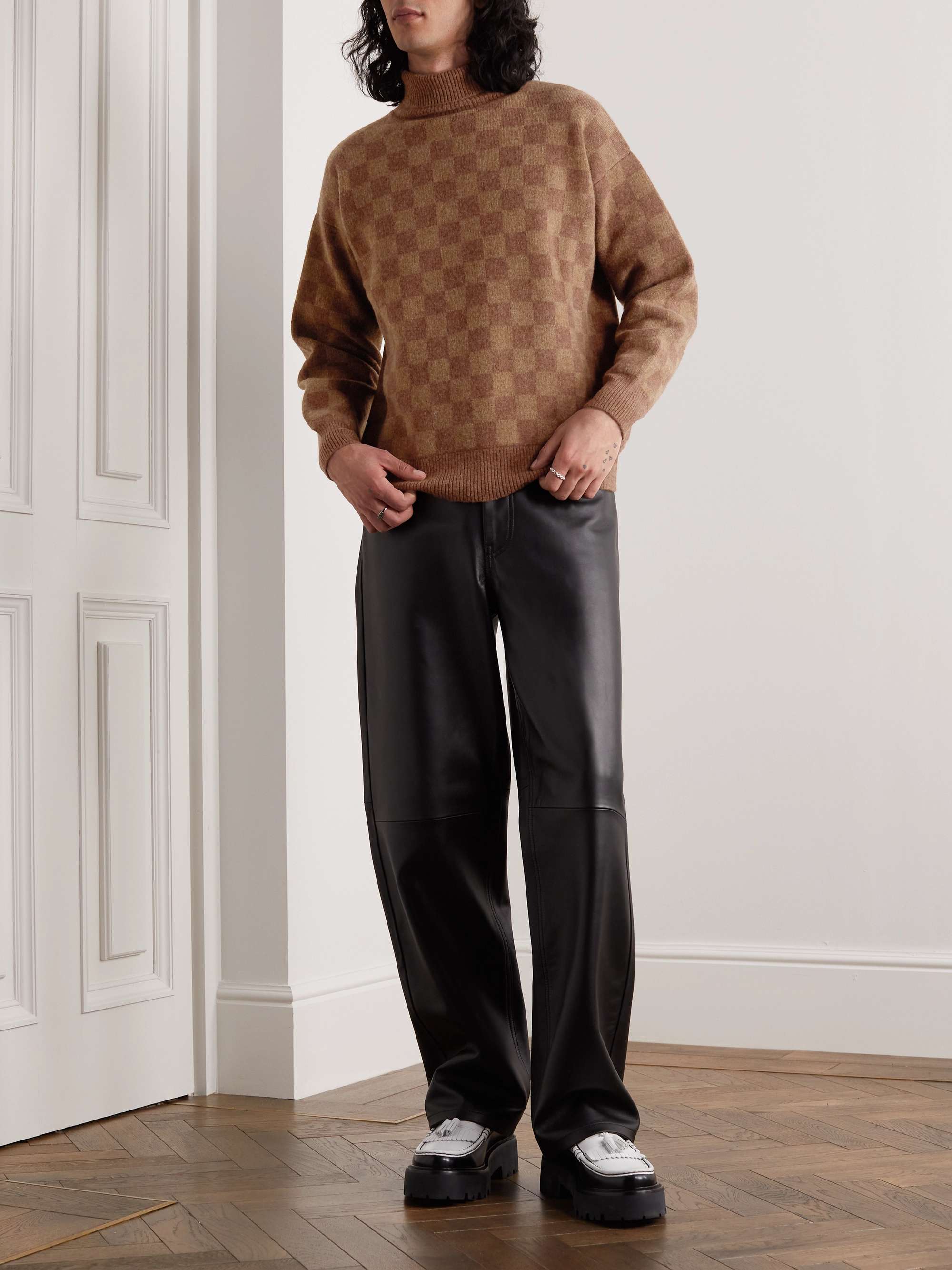 ENFANTS RICHES DÉPRIMÉS Checked Cashmere Rollneck Sweater