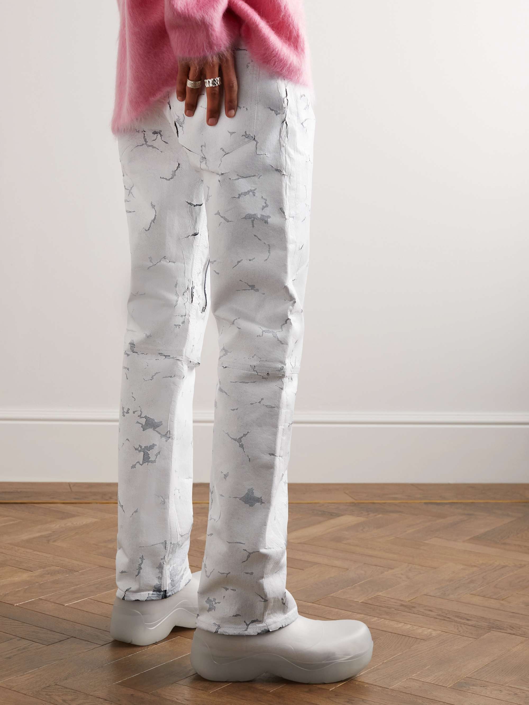 GIVENCHY Straight-Leg Embellished Coated Stretch-Denim Jeans