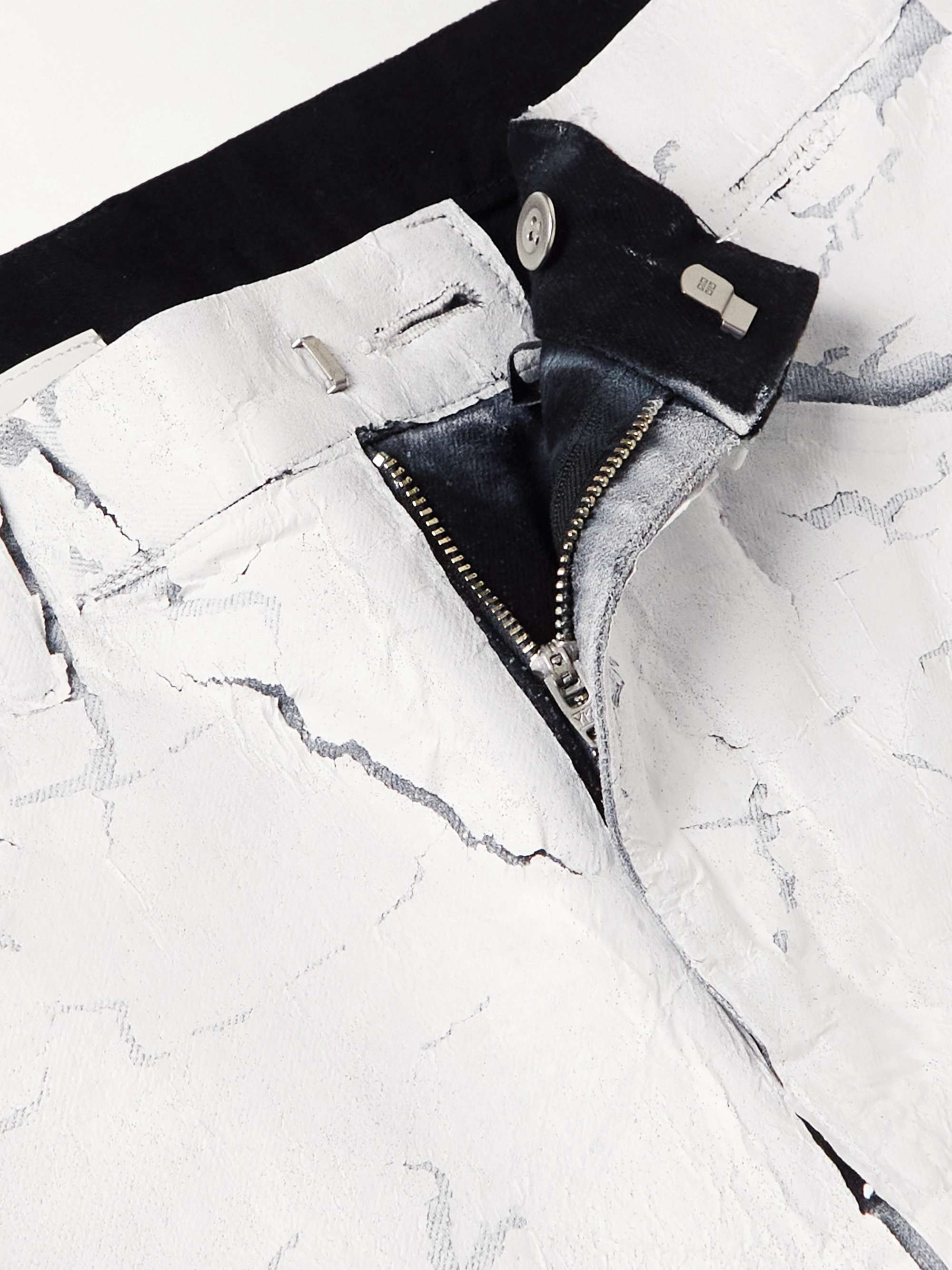 GIVENCHY Straight-Leg Embellished Coated Stretch-Denim Jeans