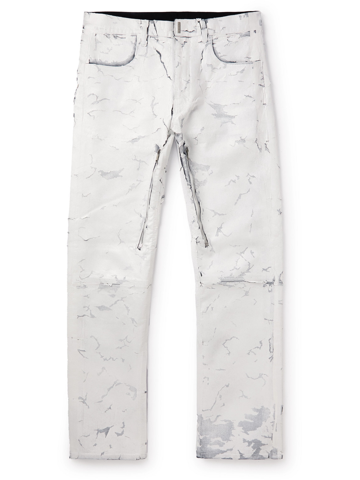 Givenchy Straight-leg Embellished Coated Stretch-denim Jeans In