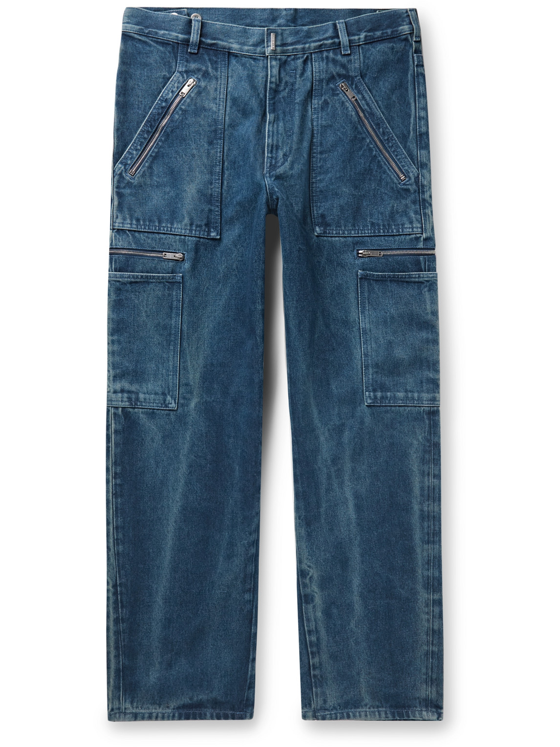 Zip-Detailed Wide-Leg Jeans