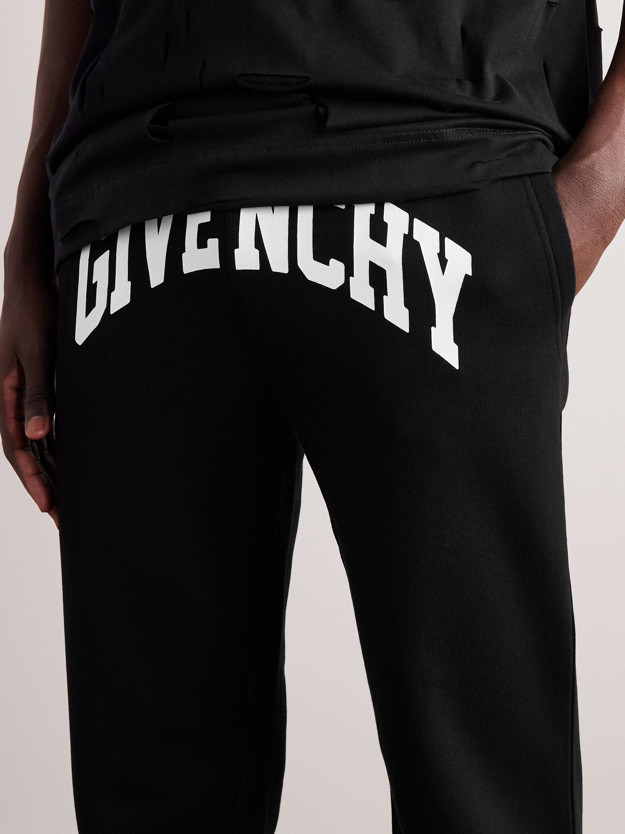 GIVENCHY Slim-Fit Tapered Logo-Print Cotton-Jersey Sweatpants