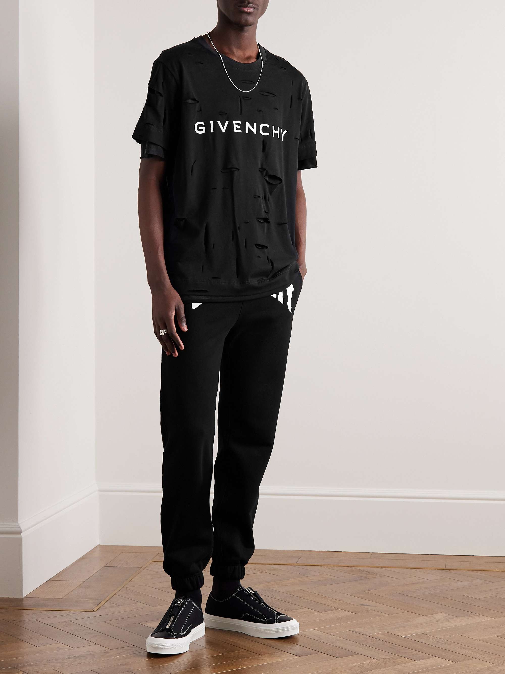 GIVENCHY Slim-Fit Tapered Logo-Print Cotton-Jersey Sweatpants
