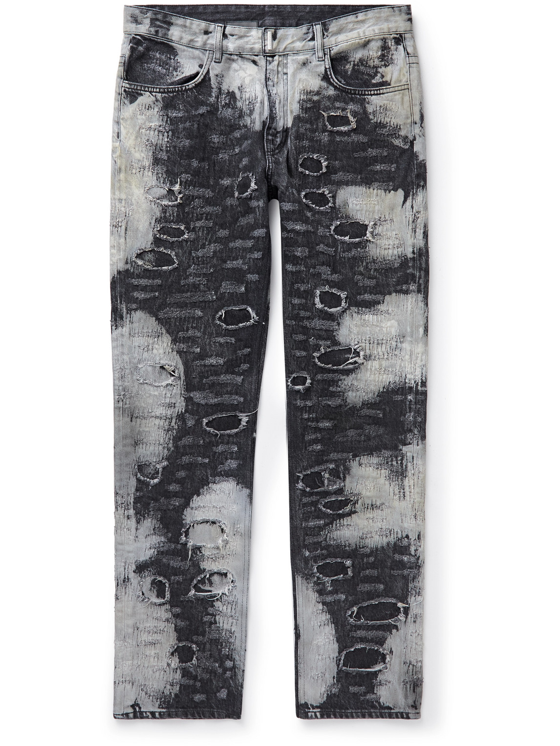 Slim-Fit Distressed Bleached Jeans