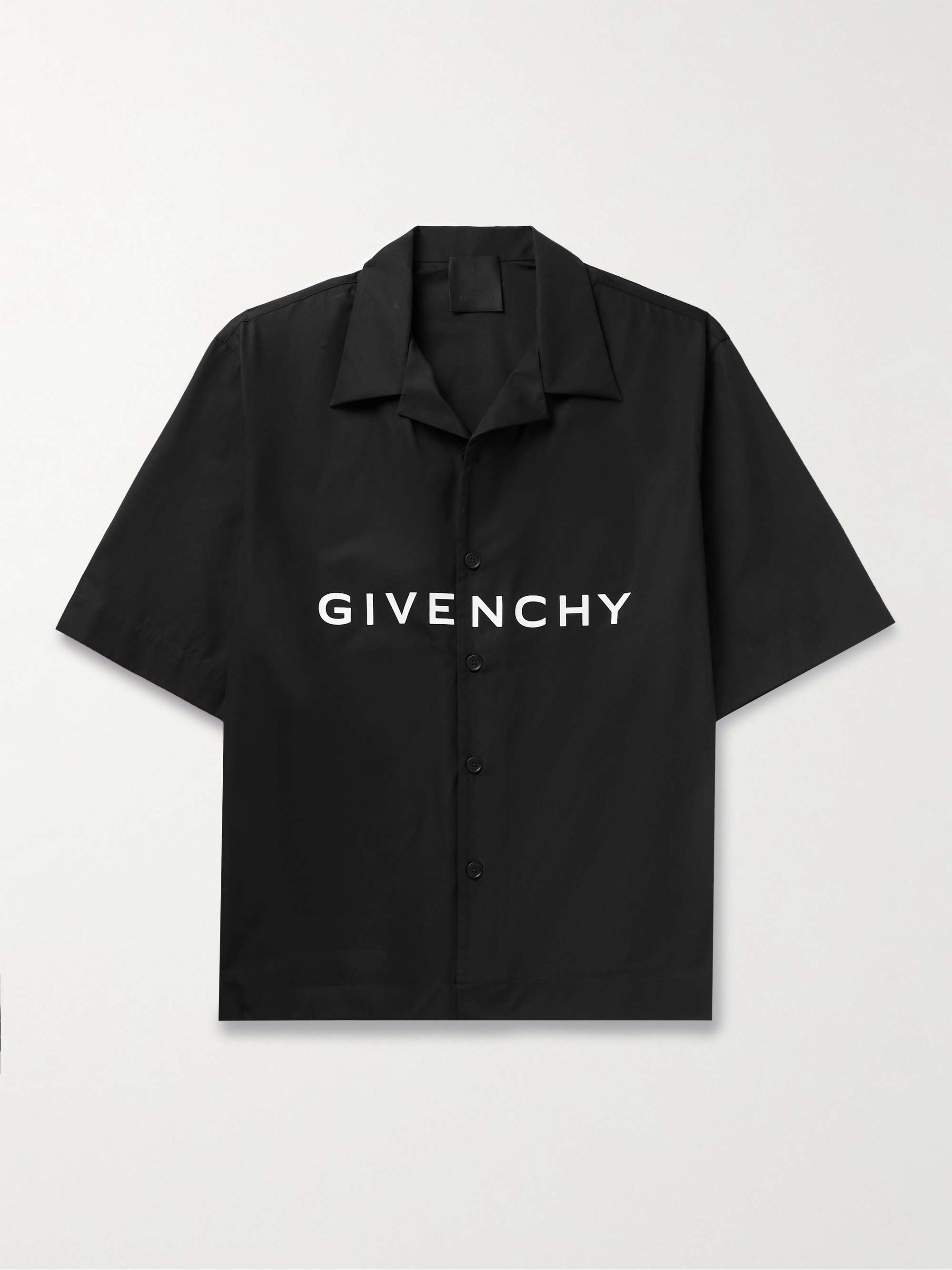 GIVENCHY Camp-Collar Logo-Print Cotton-Poplin Shirt for Men | MR PORTER