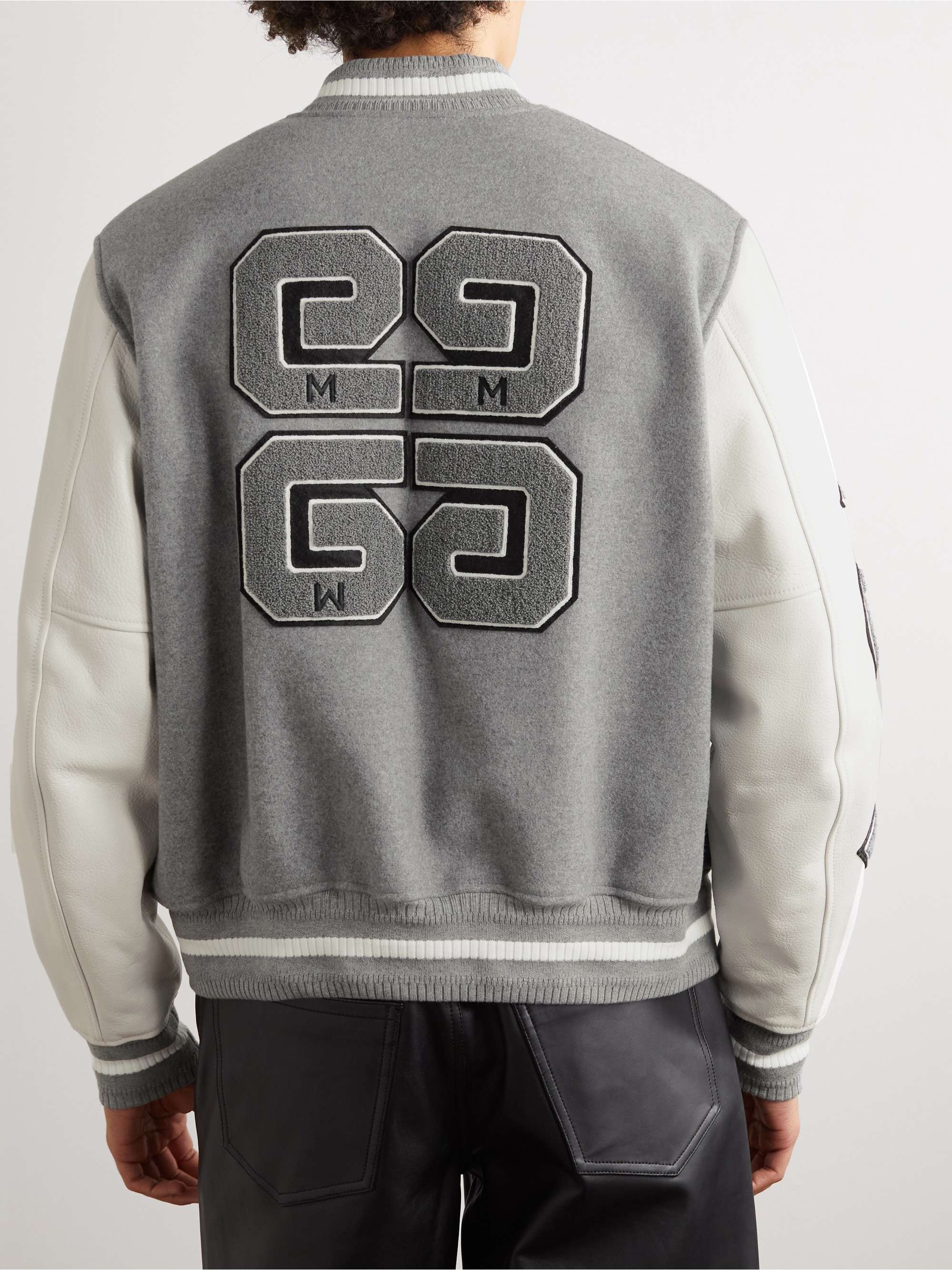 GIVENCHY Logo-Appliquéd Wool-Blend and Leather Varsity Jacket