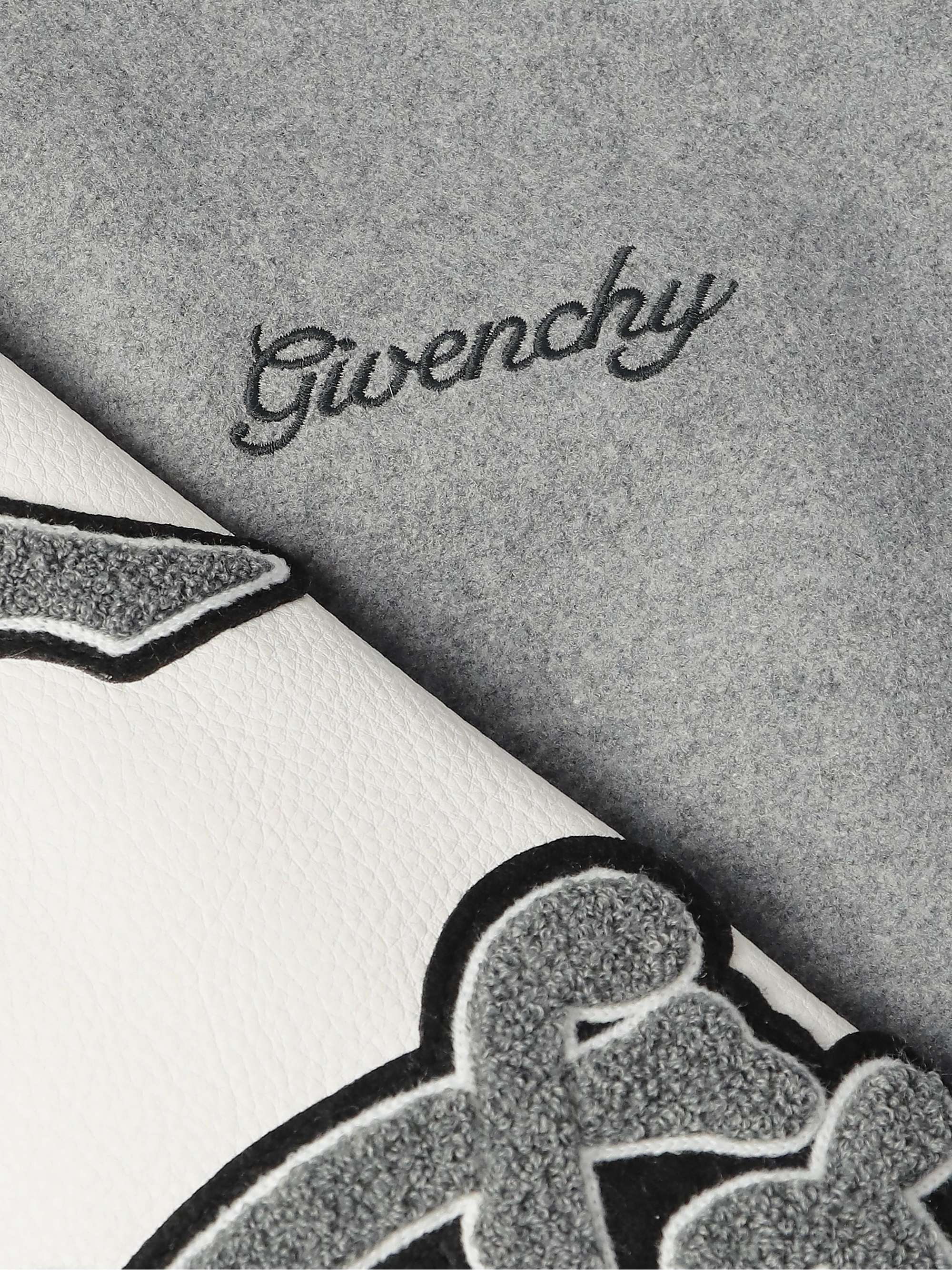 GIVENCHY Logo-Appliquéd Wool-Blend and Leather Varsity Jacket