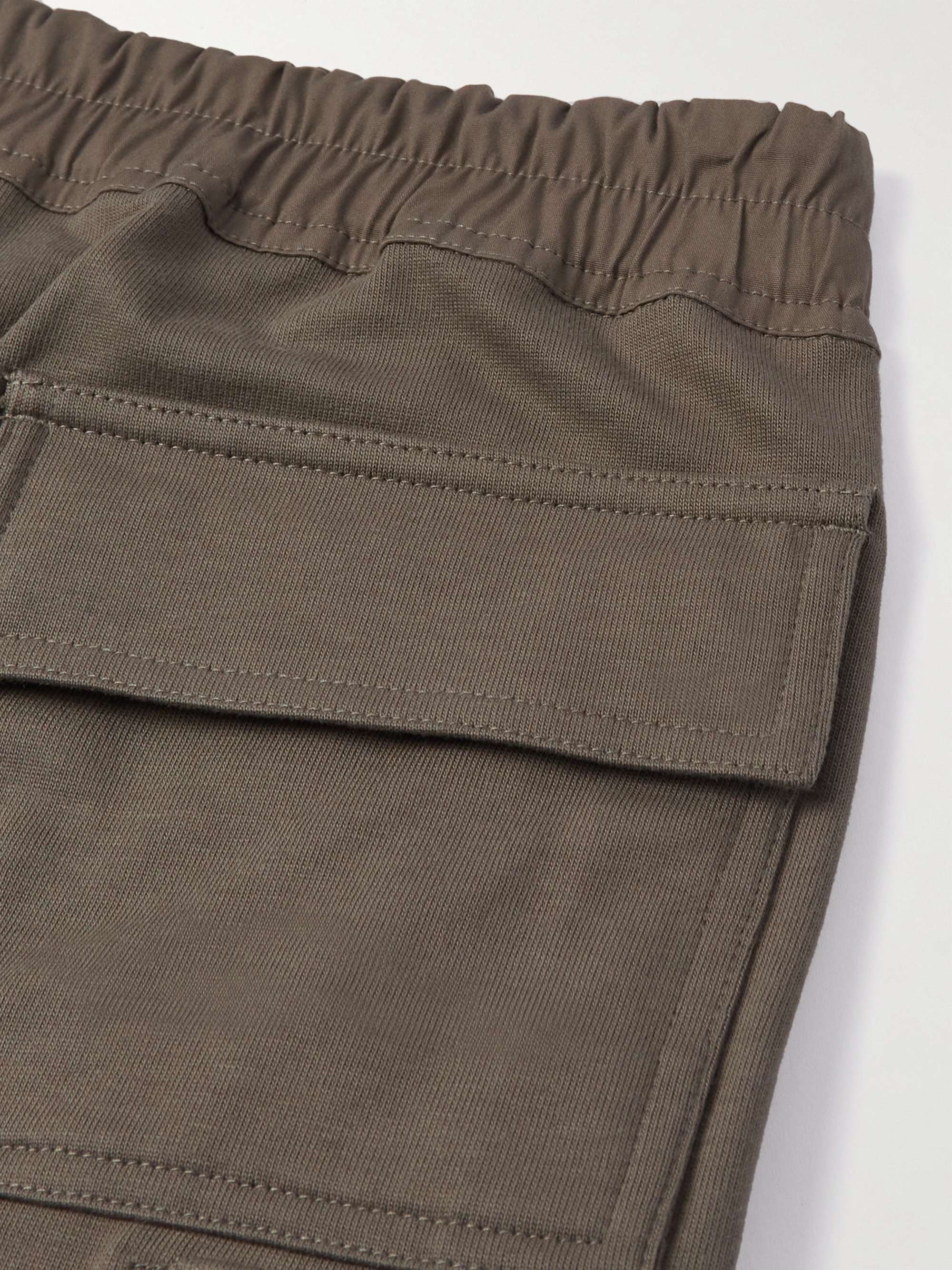 RICK OWENS Mastodon Tapered Cotton-Jersey Drawstring Cargo Trousers