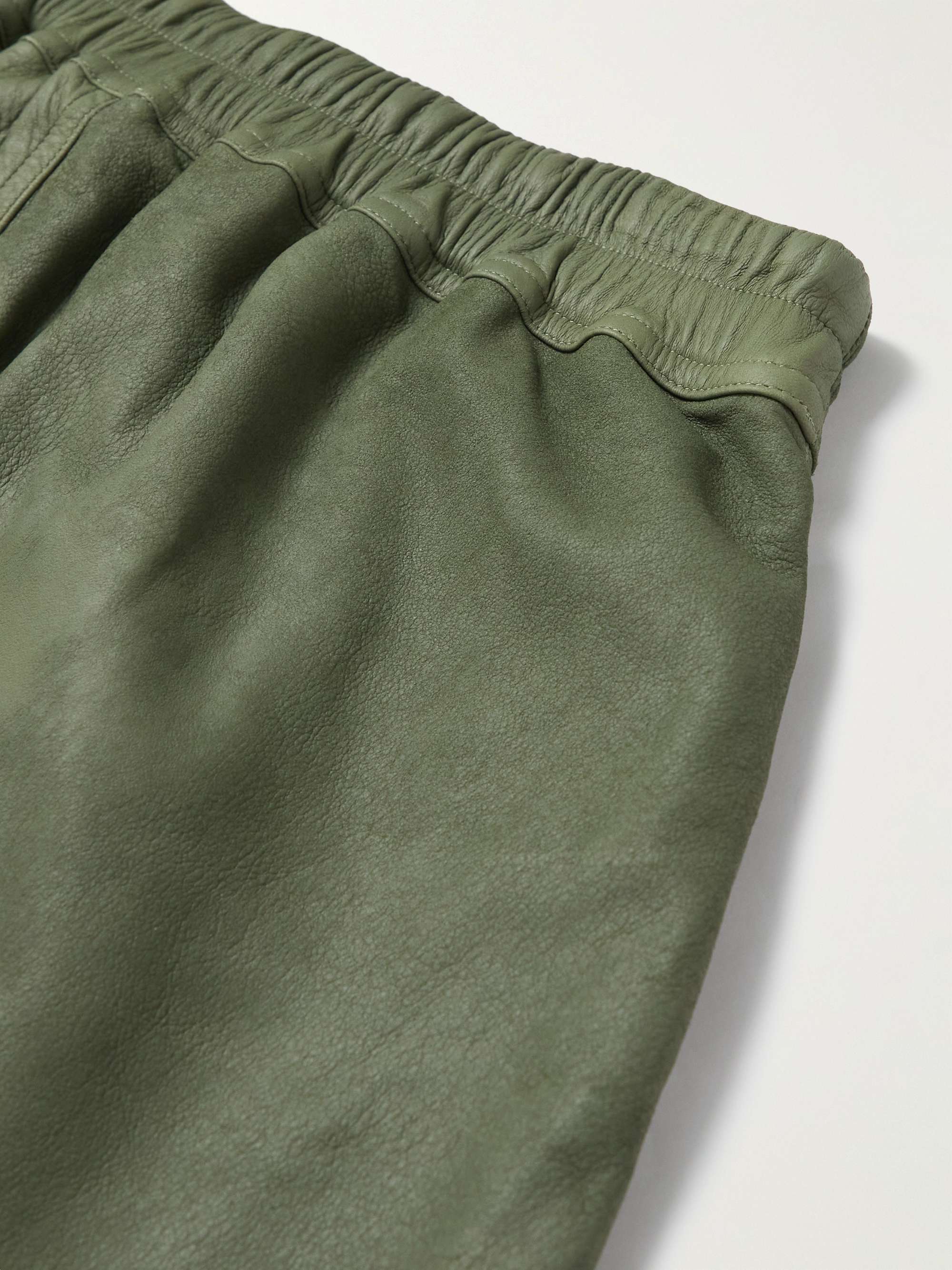RICK OWENS Wide-Leg Suede Drawstring Shorts