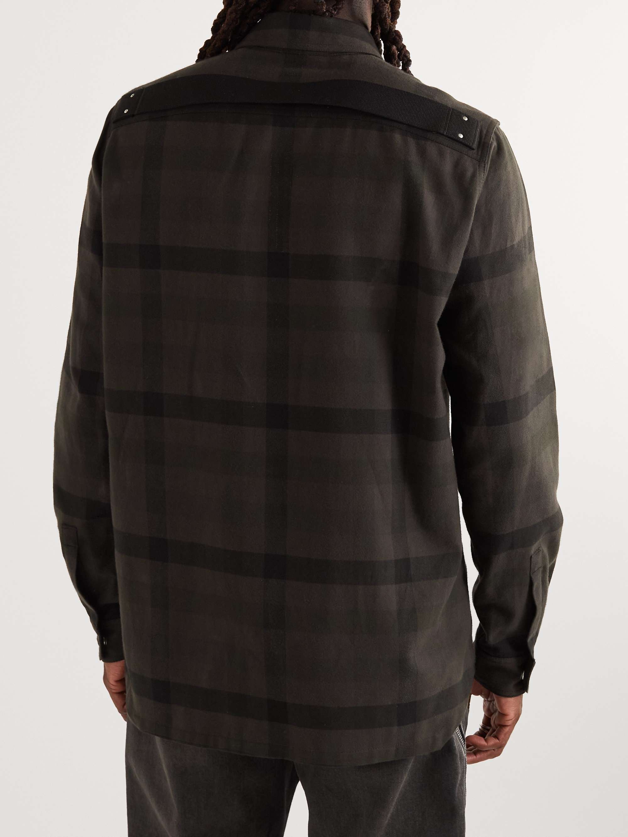 RICK OWENS Checked Brushed Cotton-Twill Overshirt