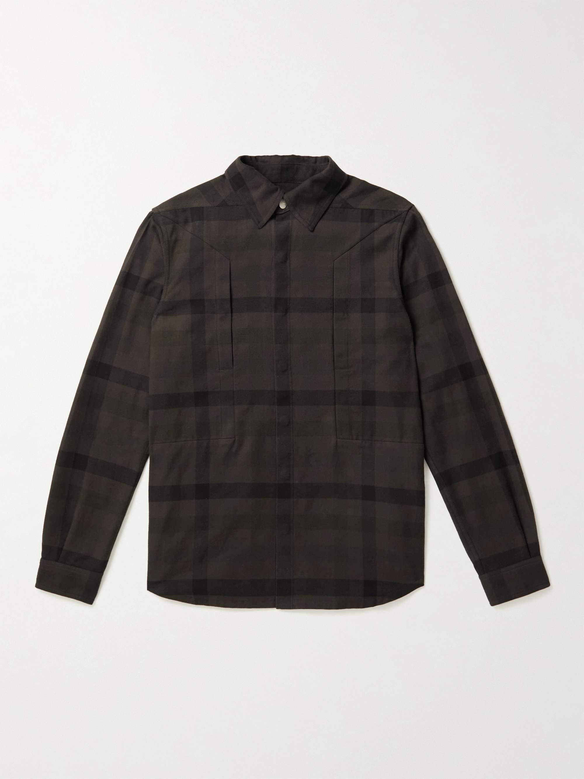 RICK OWENS Checked Brushed Cotton-Twill Overshirt