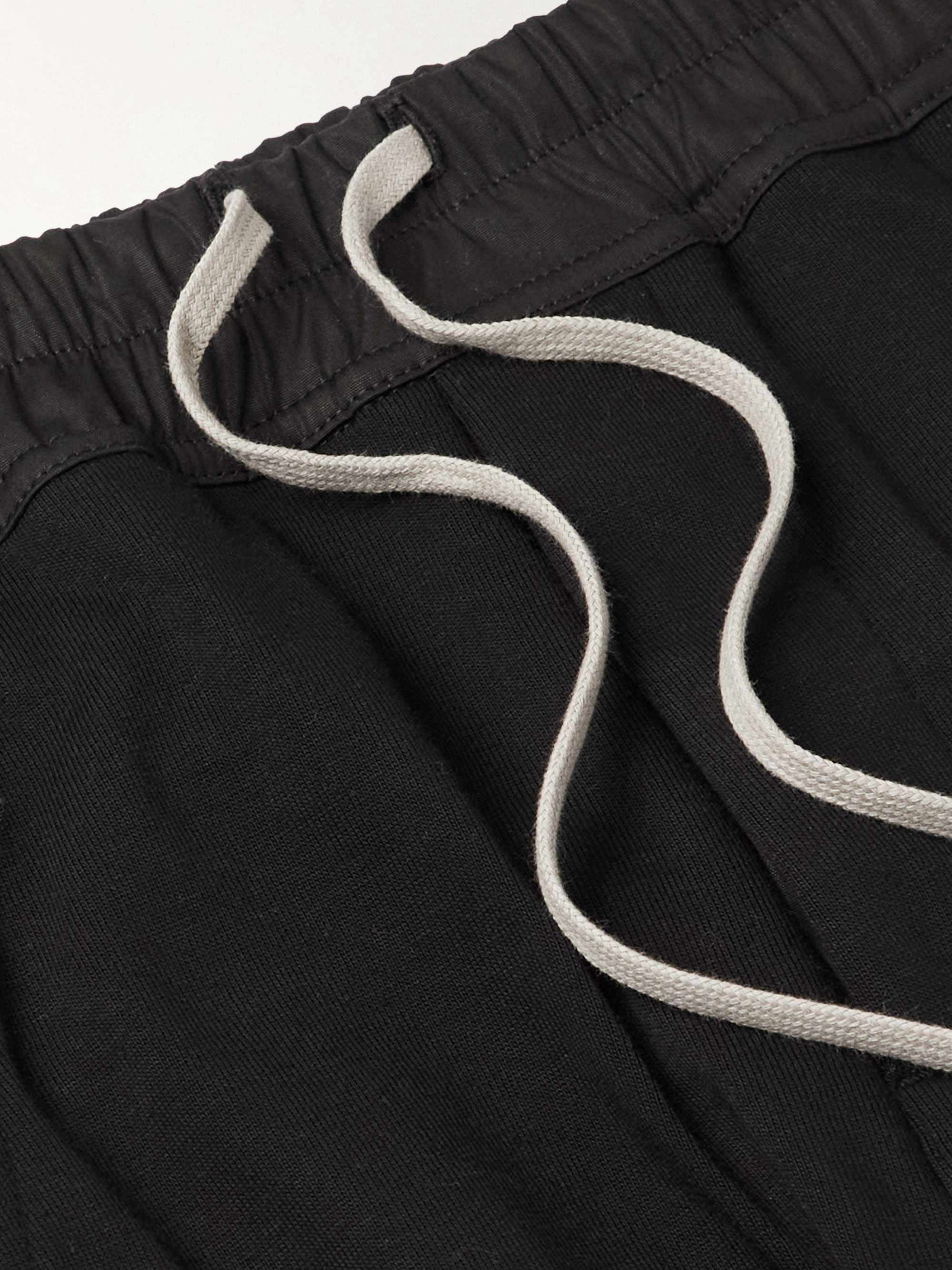 RICK OWENS Mastodon Tapered Cotton-Jersey Drawstring Cargo Trousers
