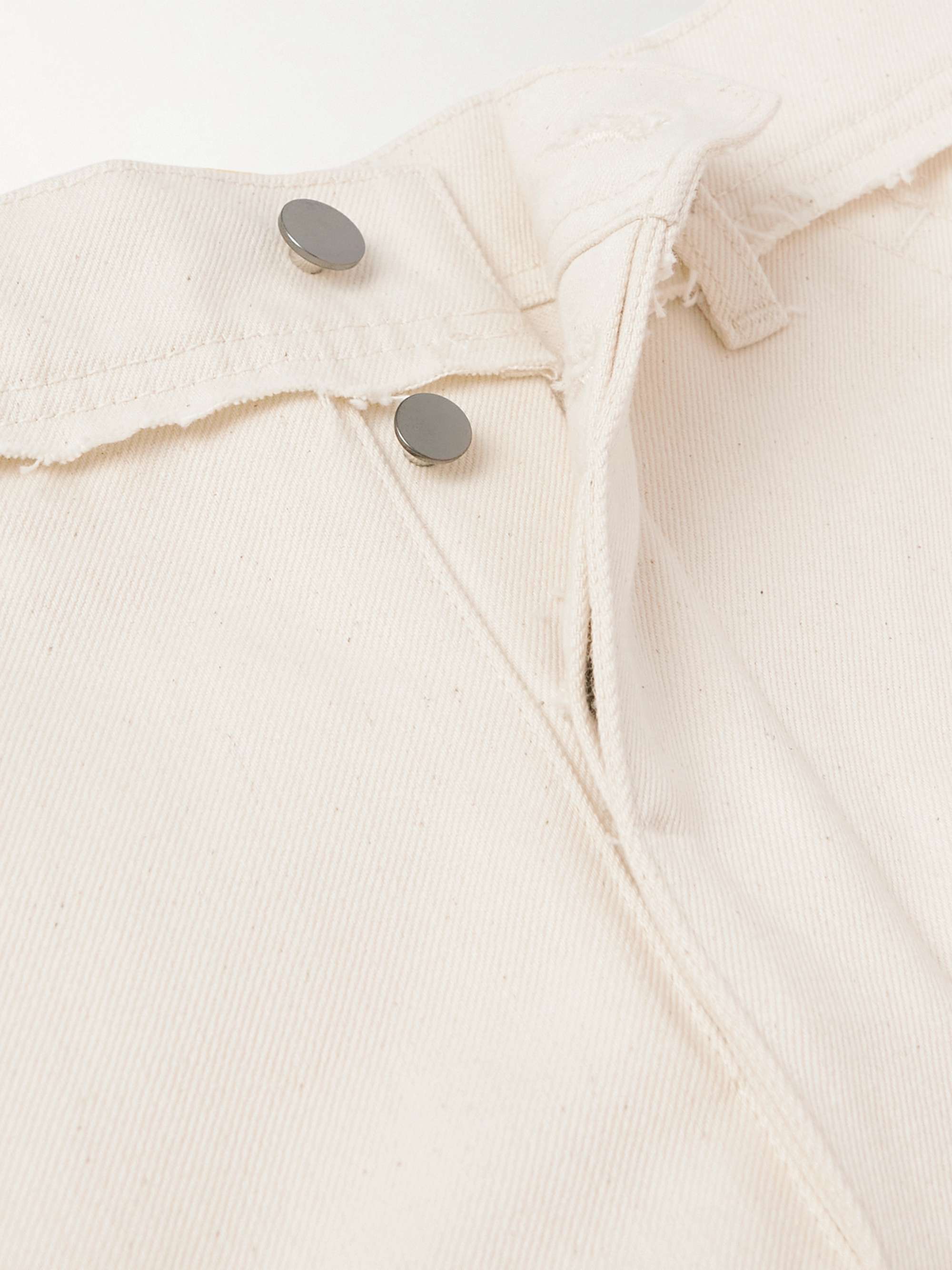 AIREI Straight-Leg Distressed Panelled Cotton-Twill Trousers