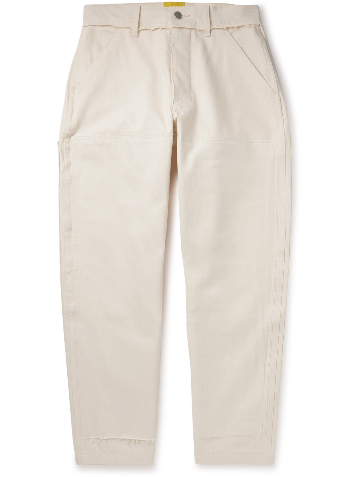 Airei Straight-leg Distressed Panelled Cotton-twill Trousers In Neutrals