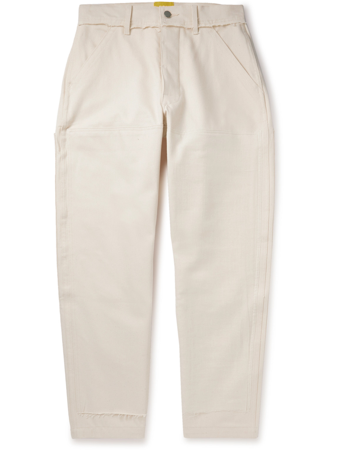 Airei Straight-leg Distressed Panelled Cotton-twill Trousers In Neutrals