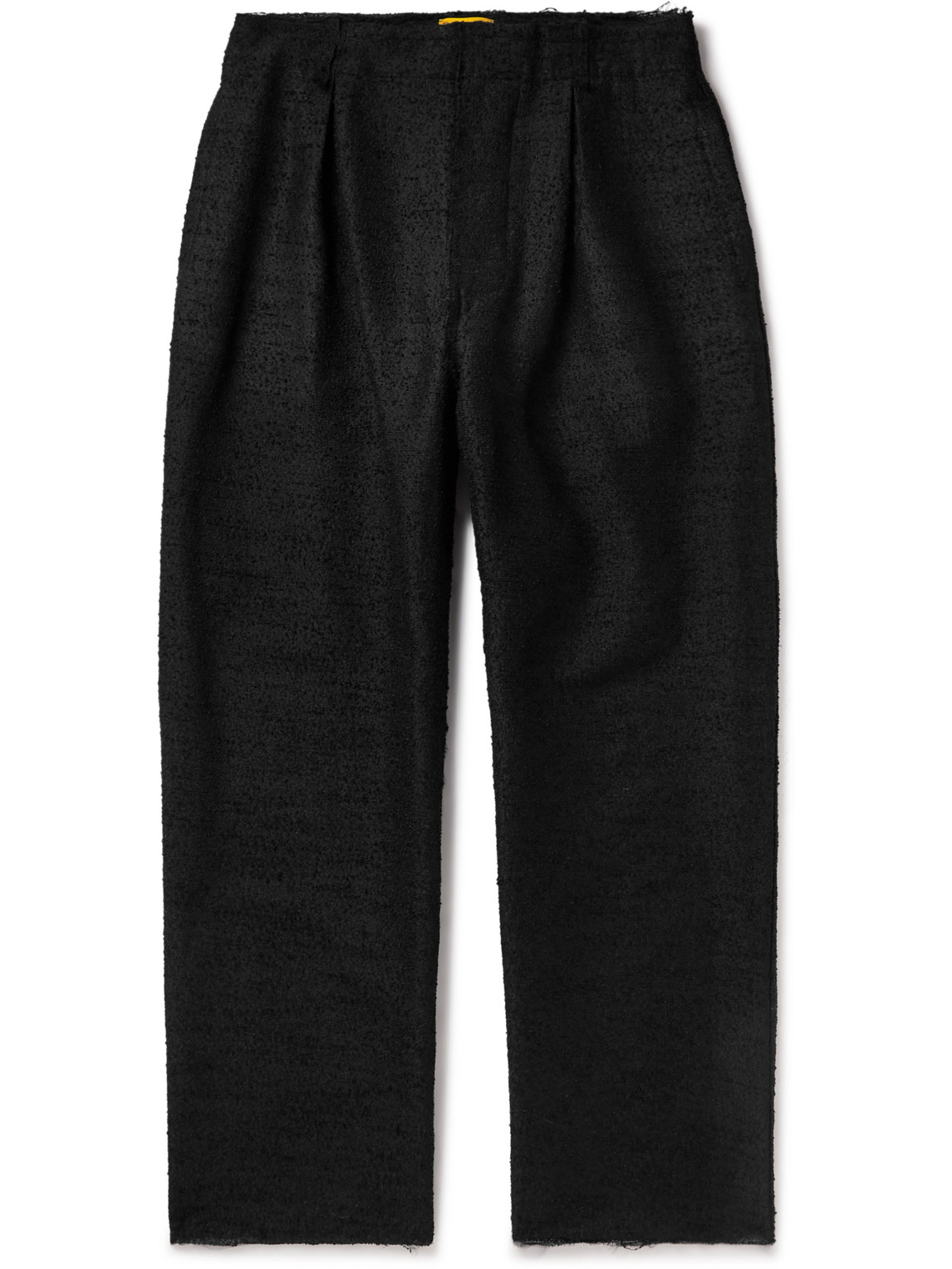 Airei Wide-leg Pleated Frayed Wool-blend Bouclé Trousers In Black