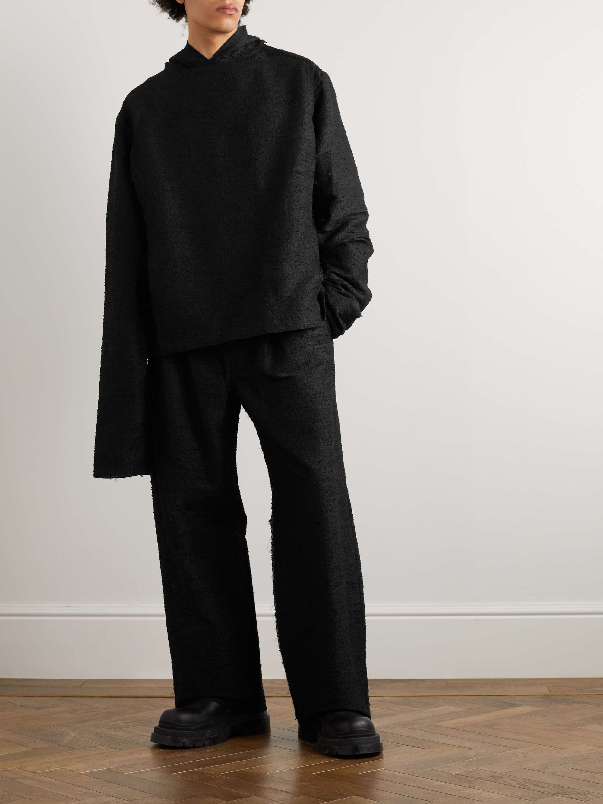 AIREI Oversized Distressed Wool-Blend Bouclé Hoodie