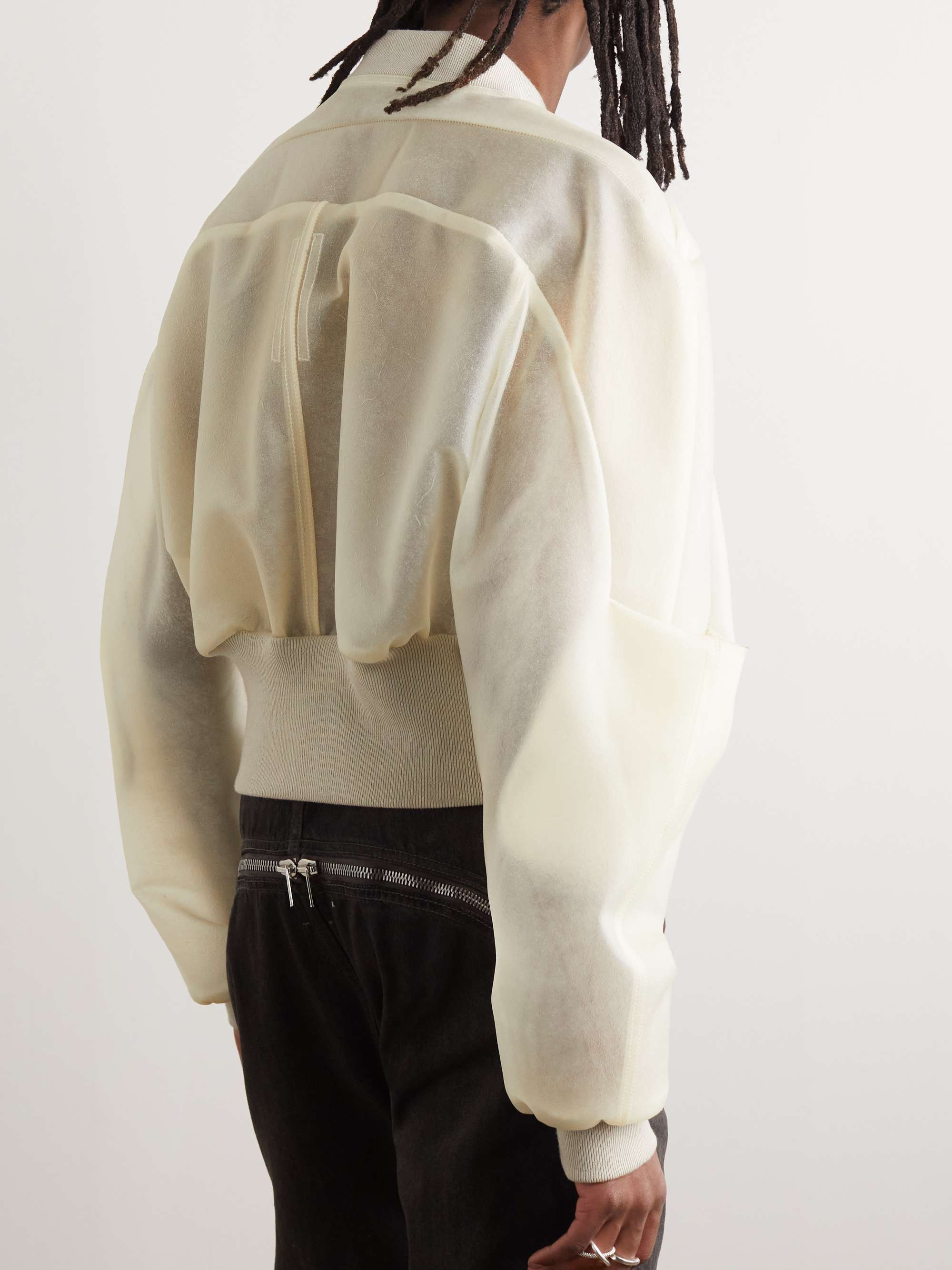 RICK OWENS Cropped Leather Bomber Jacket