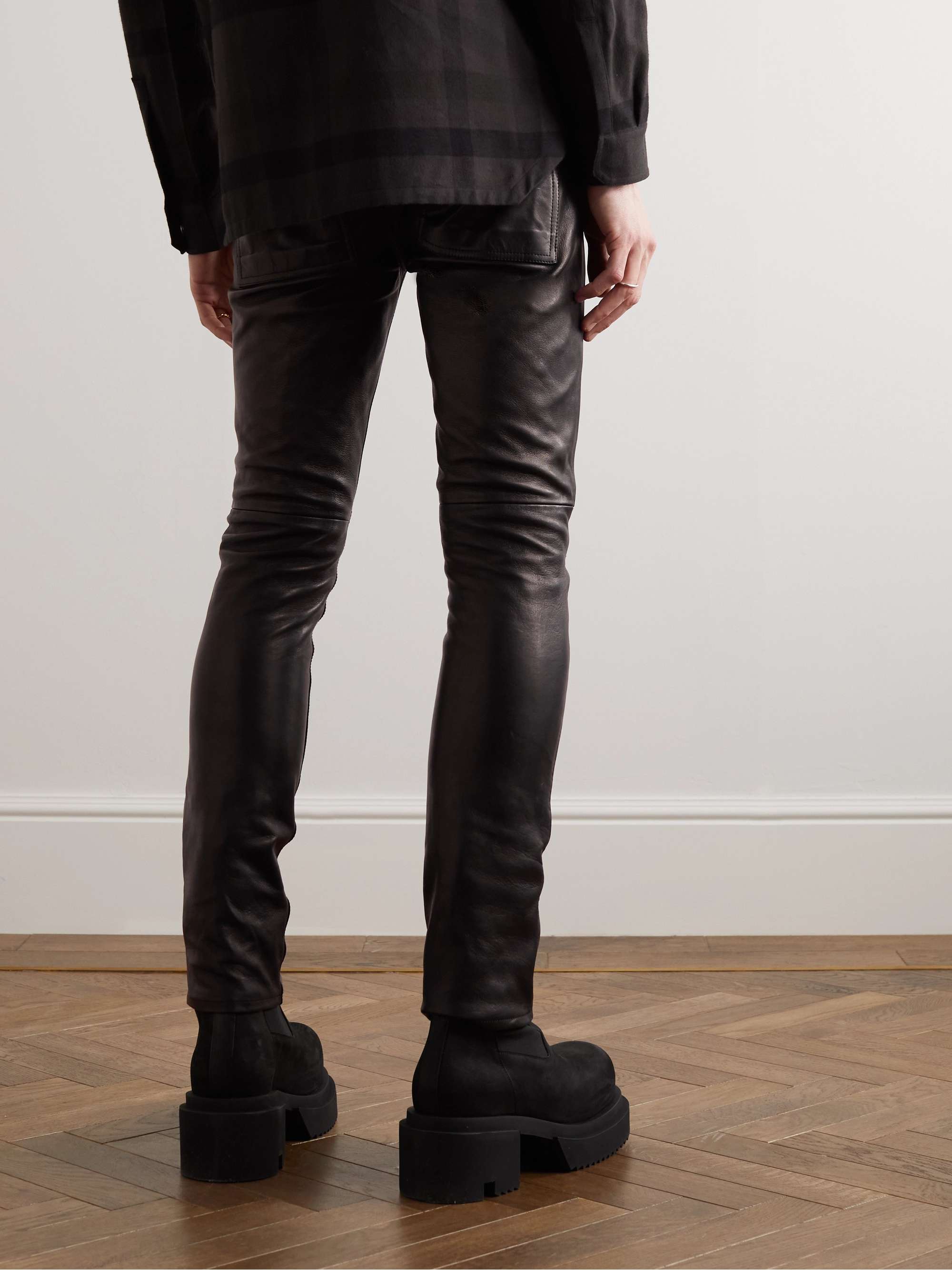 RICK OWENS Skinny-Fit Leather Trousers | MR PORTER